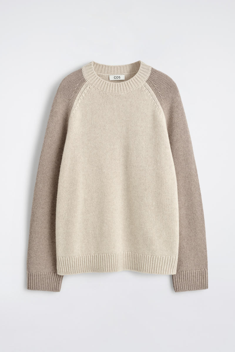 Cos Colour-block Cashmere Sweater In Neutral