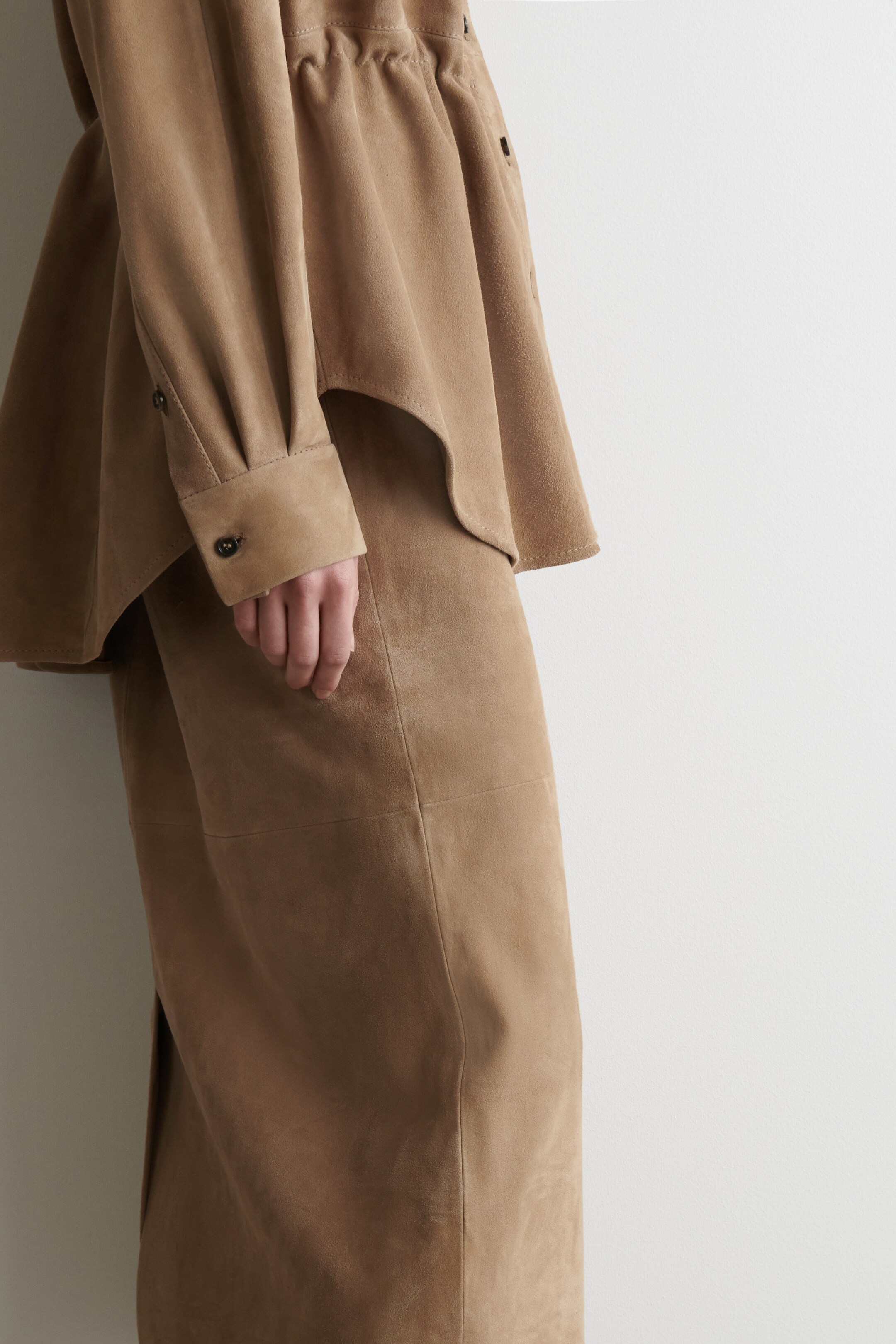 View larger image: PANELLED SUEDE DRAWSTRING MIDI SKIRT - SAND - Ladies | H&M GB 3