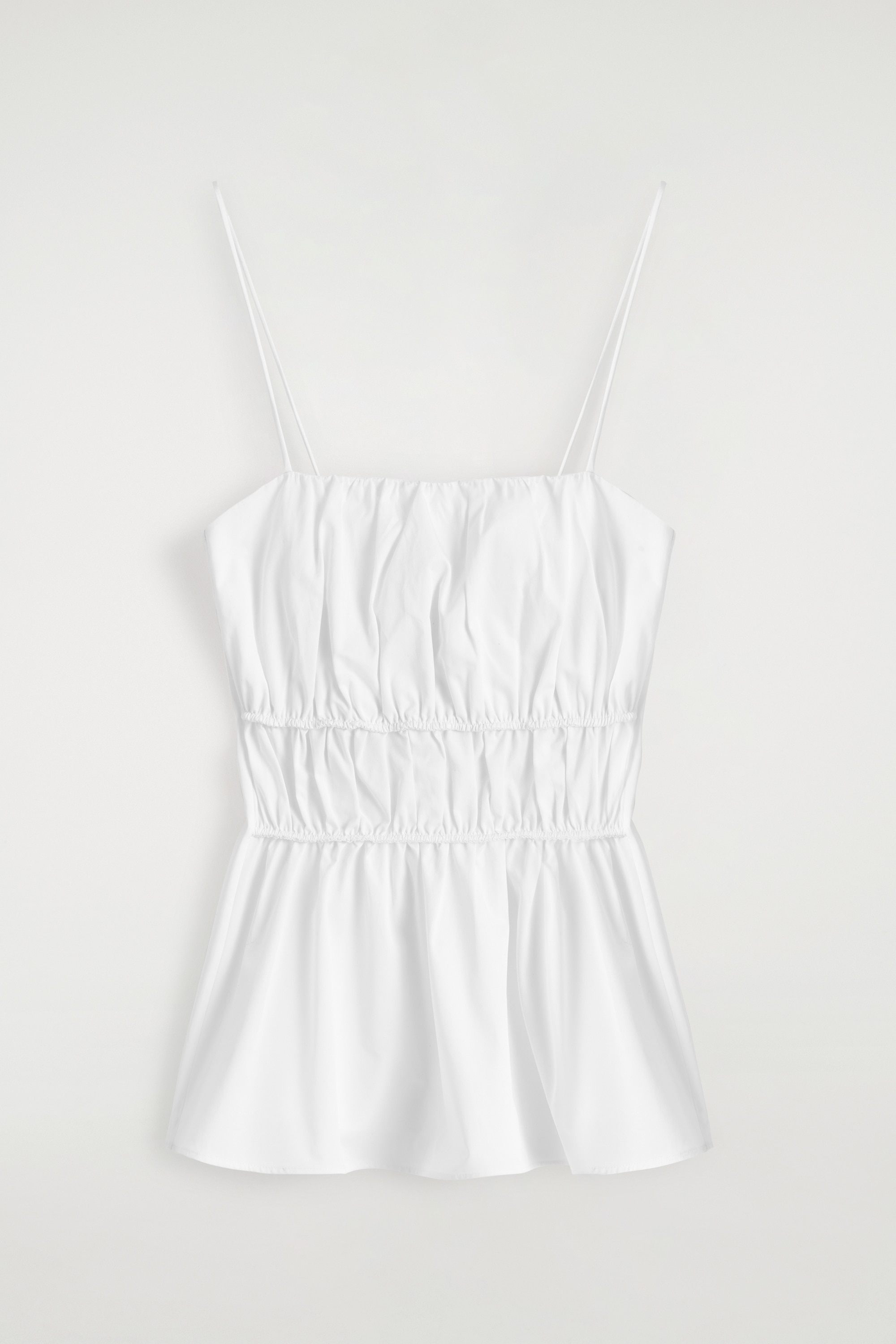 Top met geplooide katoenen peplum - WIT