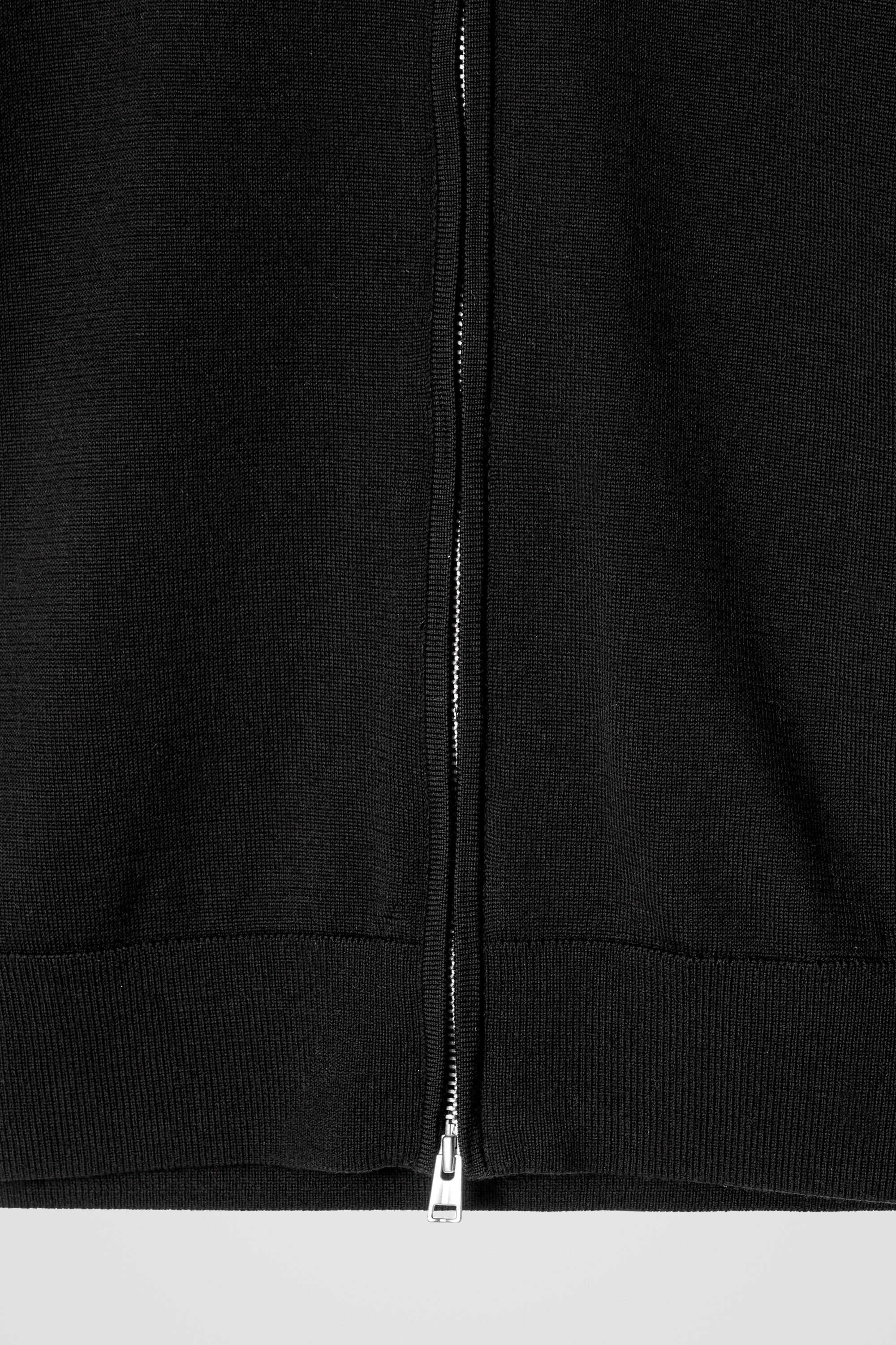 MOCK-NECK MERINO WOOL ZIP-UP CARDIGAN - BLACK | COS US