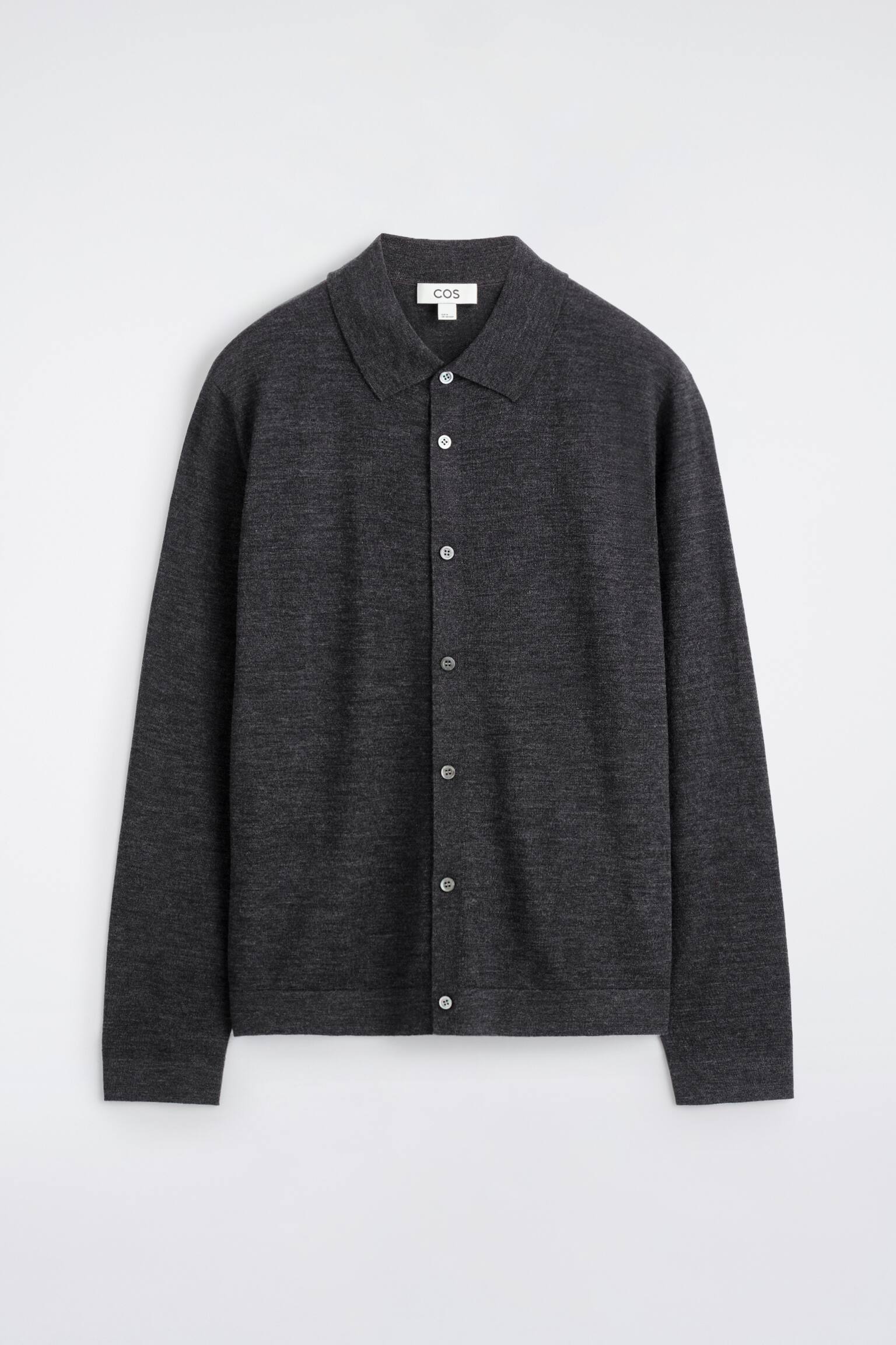 STRIKKET T-SHIRT I MERINOULD - KOKSGRÅ/BRUNMELERET/SORT - 2