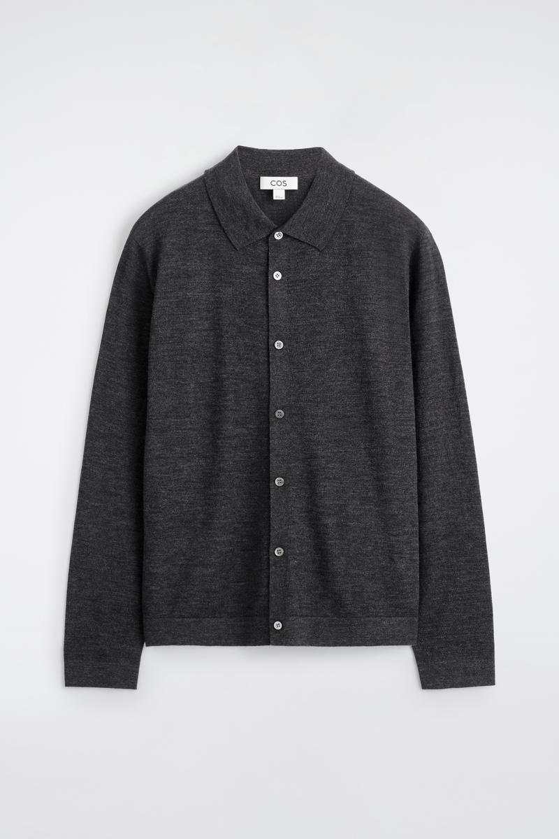 Knitted Merino Wool Shirt in Gray