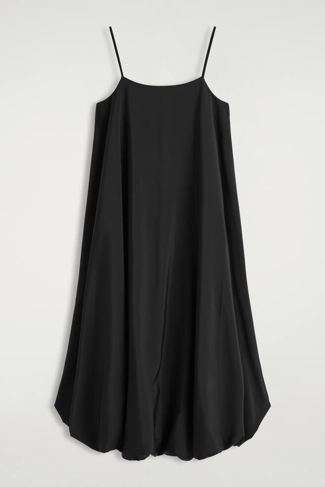 BUBBLE-HEM MIDI DRESS - BLACK - 1