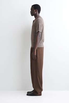 CASHMERE-LINEN POLO SHIRT — BROWN MÉLANGE 3