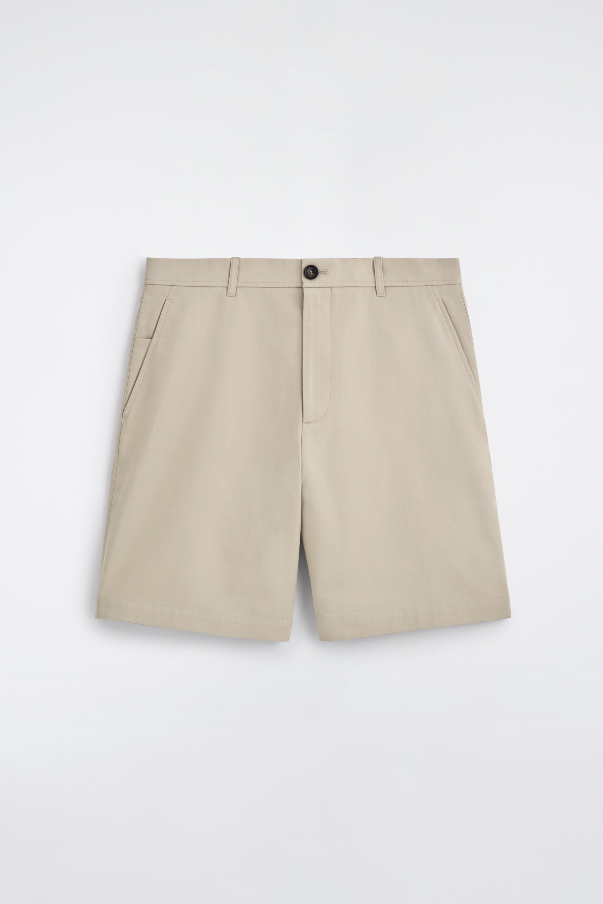 SHORT CHINO DROIT EN COTON - BEIGE/BLEU MARINE