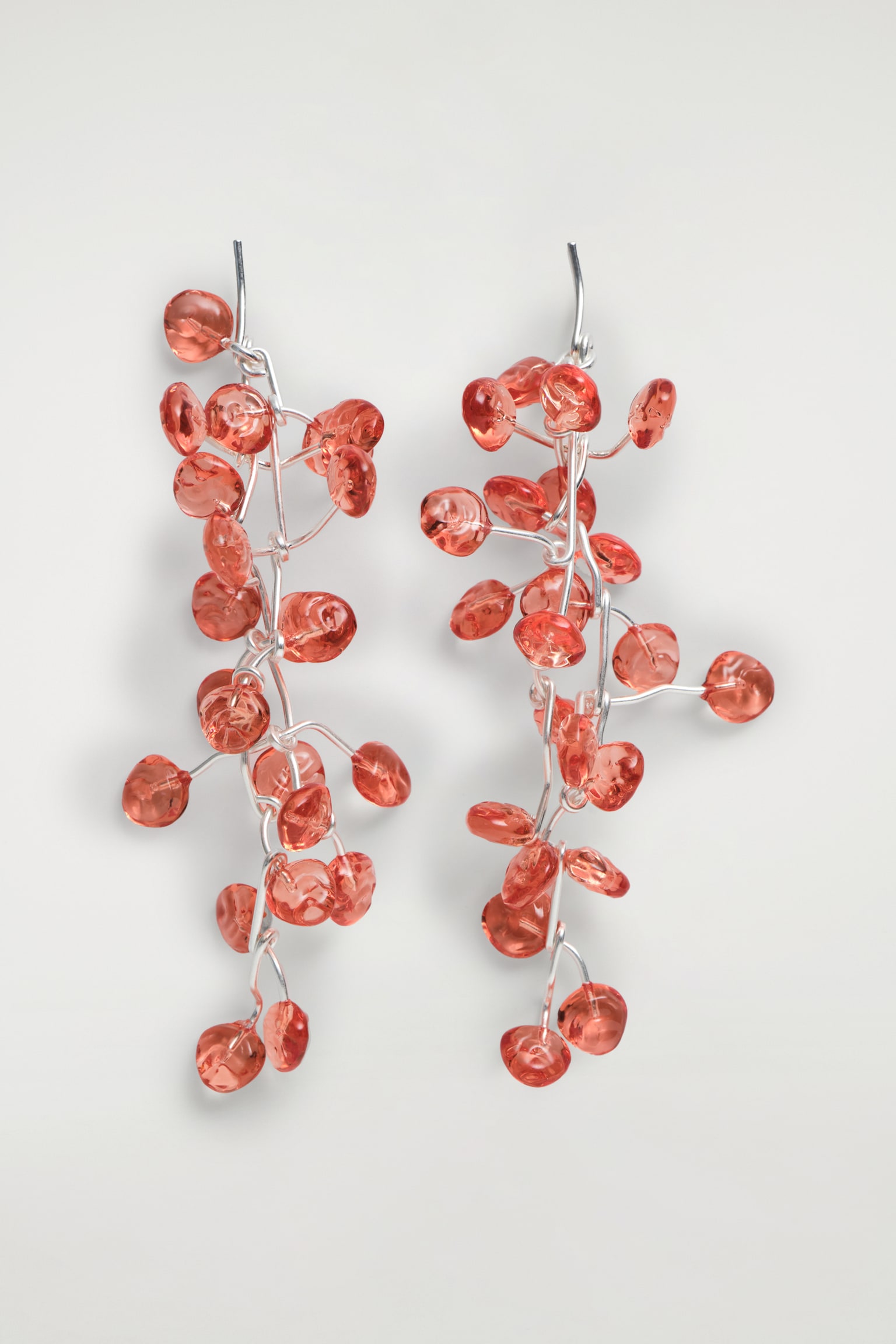 PENDIENTES EN CASCADA - NARANJA / PLATA/TRANSPARENTE / PLATA - 2