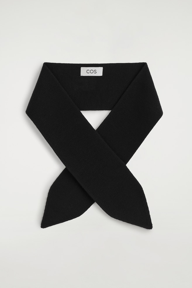 MERINO WOOL NECK SCARF - BLACK/PURPLE - 1