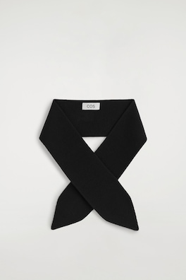 MERINO WOOL NECK SCARF — BLACK 5