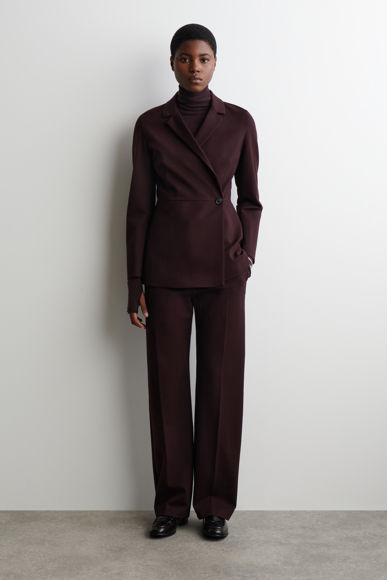 MERINO WOOL HIGH-NECK TOP - BURGUNDY MÉLANGE/DARK BROWN/DARK-GREEN MÉLANGE/LIGHT-BEIGE MÉLANGE/NAVY - 4