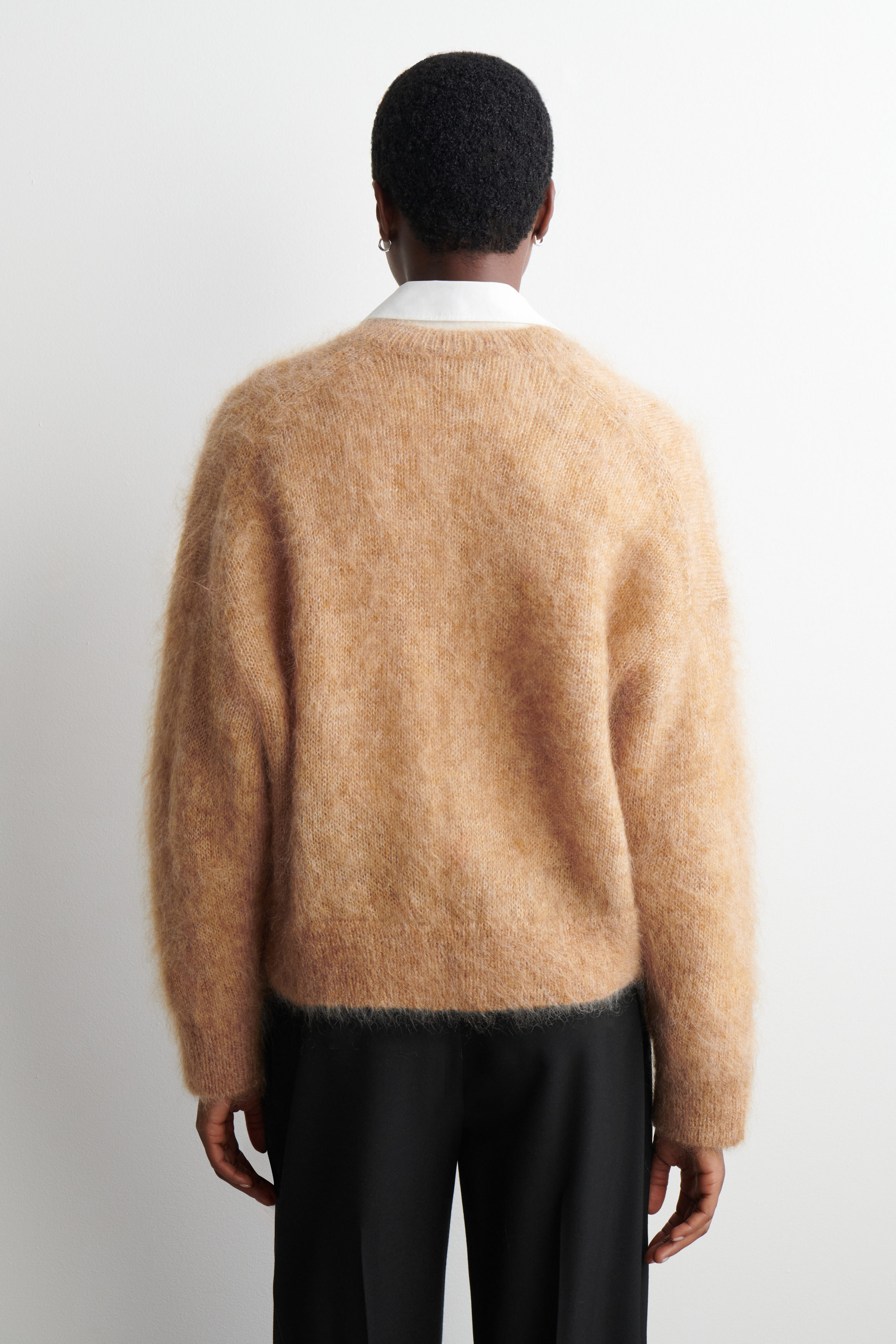 MOHAIR-WOOL V-NECK CARDIGAN - CAMEL MÉLANGE | COS US