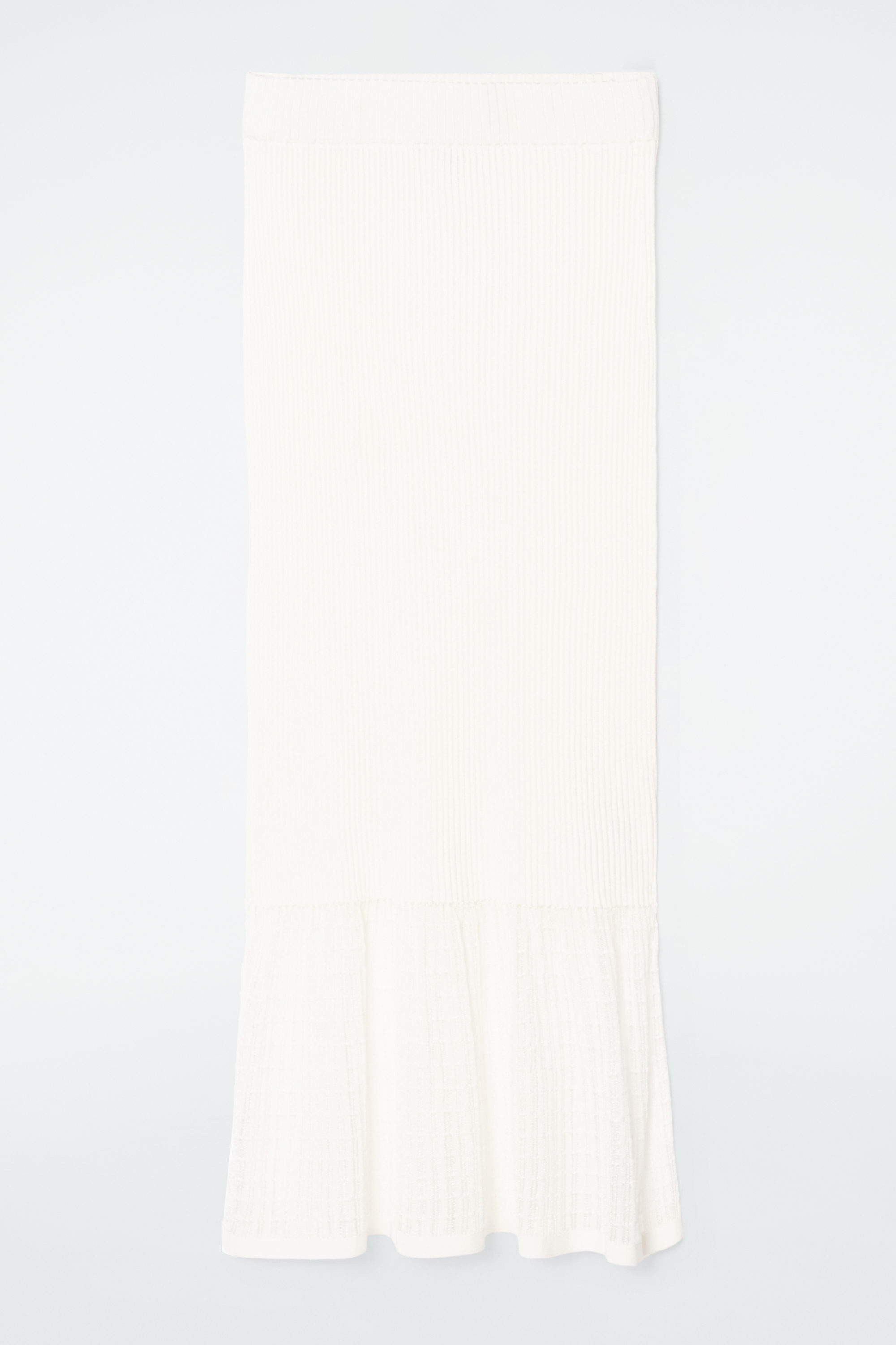LACE-STITCH RIBBED-KNIT MIDI SKIRT - IVORY | COS