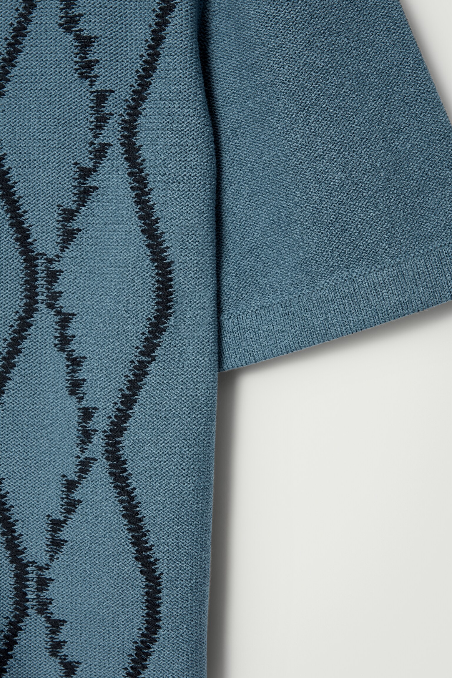 RELAXED ABSTRACT ARGYLE-KNIT SHIRT - TURQUOISE/WHITE - 2