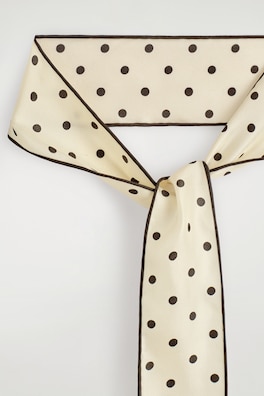 SLIM POLKA-DOT SILK SCARF — YELLOW / BROWN / POLKA DOT 5