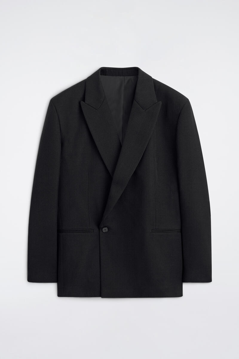 Double-Breasted Herringbone Blazer