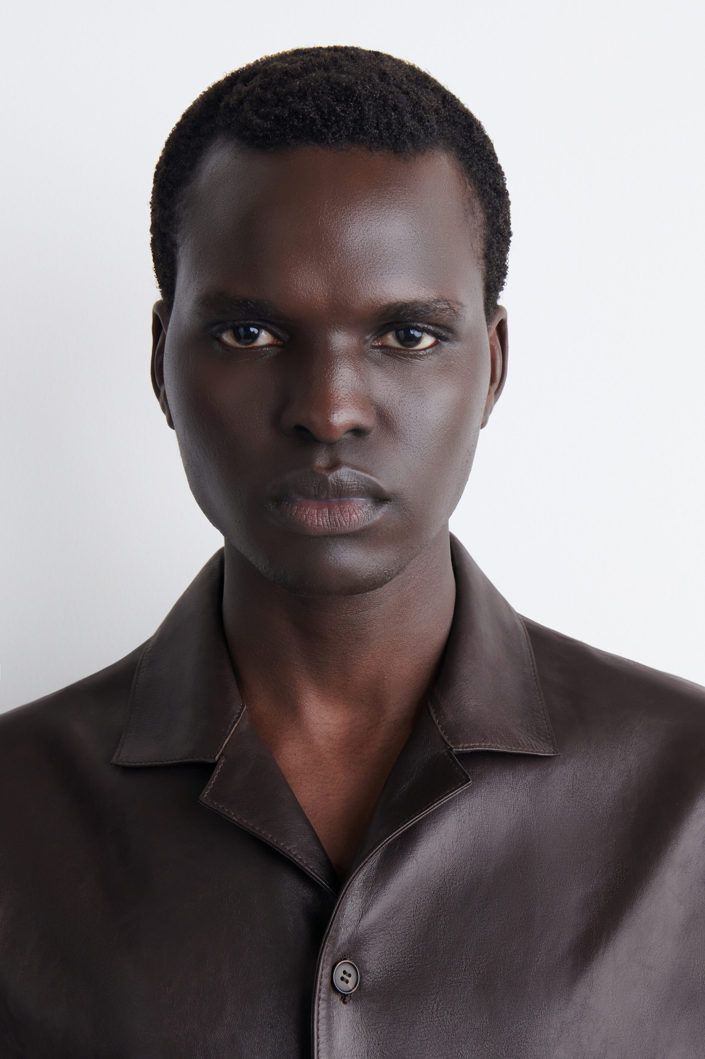 TEXTURED-LEATHER SHIRT - BITTER CHOCOLATE | COS