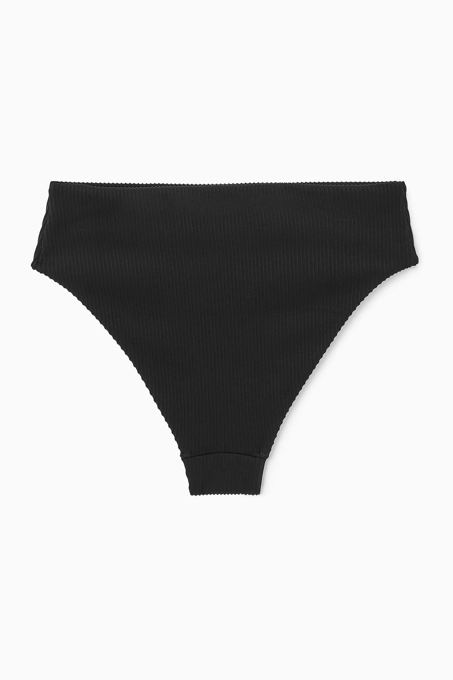 RIBBED HIGH-WAISTED BIKINI BRIEFS - BLACK - 2