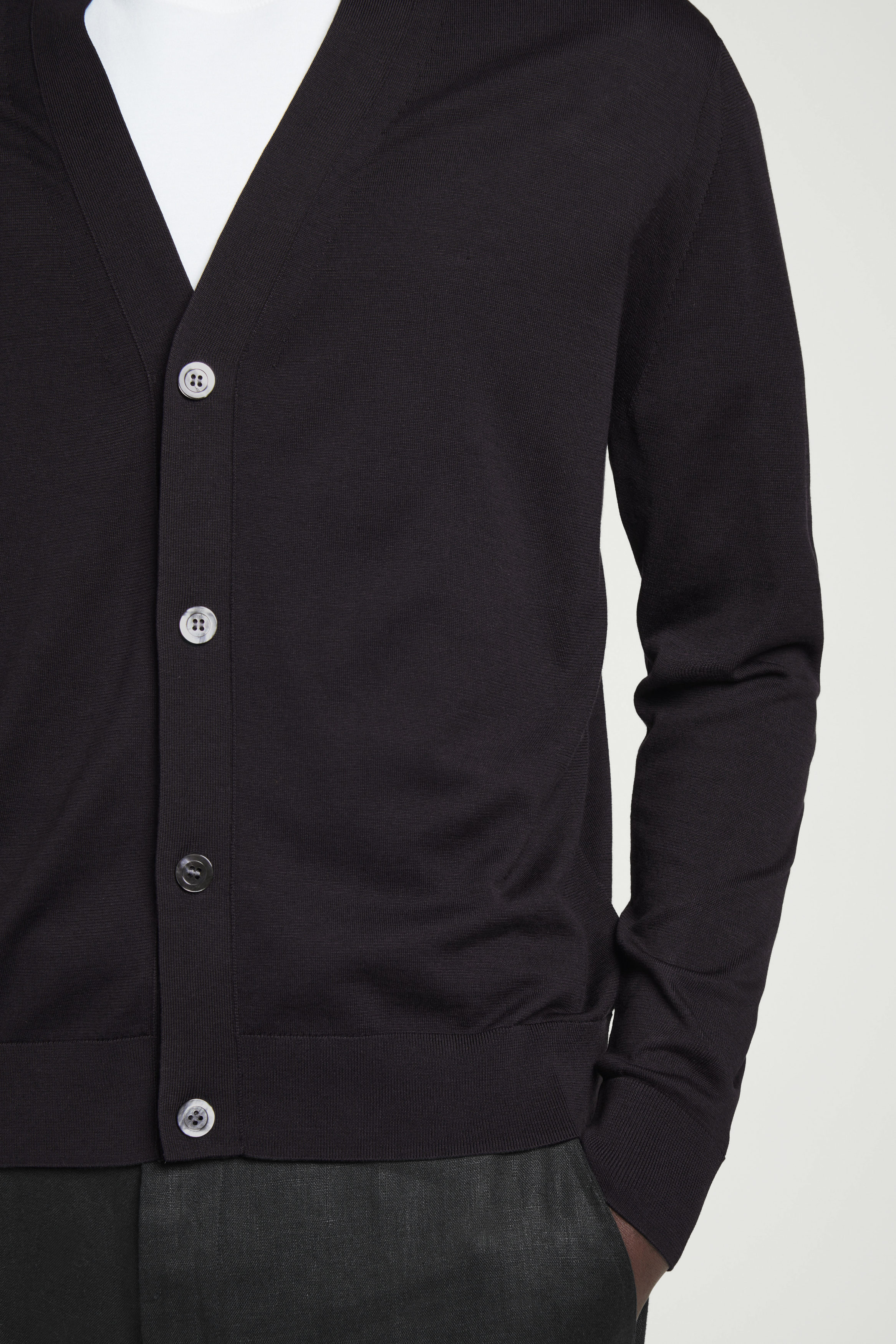 KNITTED SILK V-NECK CARDIGAN - DARK BROWN | COS US