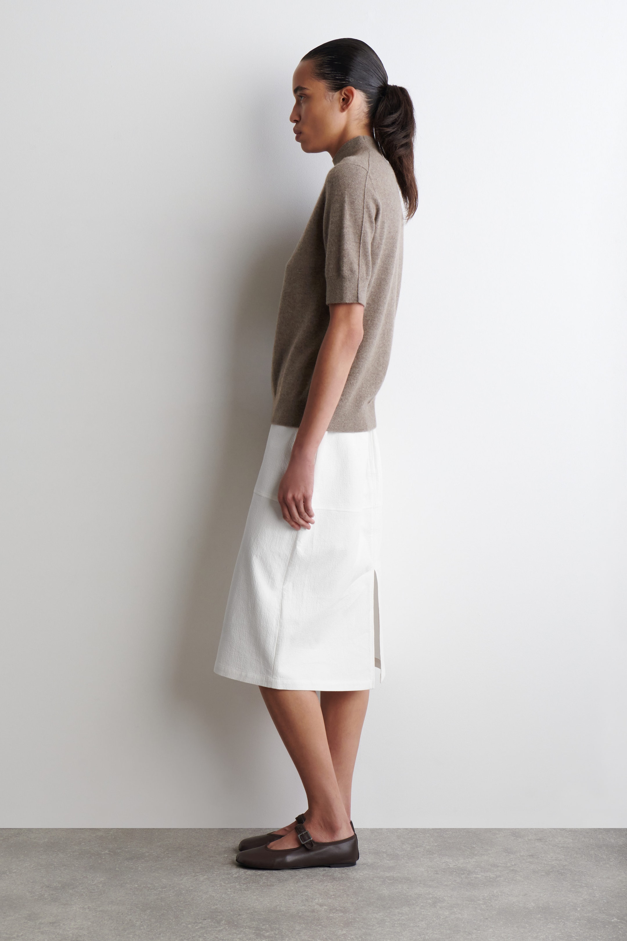 CASHMERE MOCK-NECK T-SHIRT