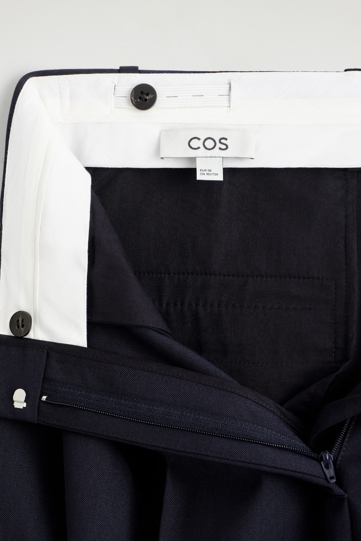 RELAXED TWILL WIDE-LEG PANTS — NAVY