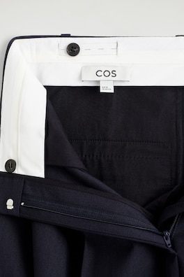 RELAXED TWILL WIDE-LEG PANTS — NAVY 6