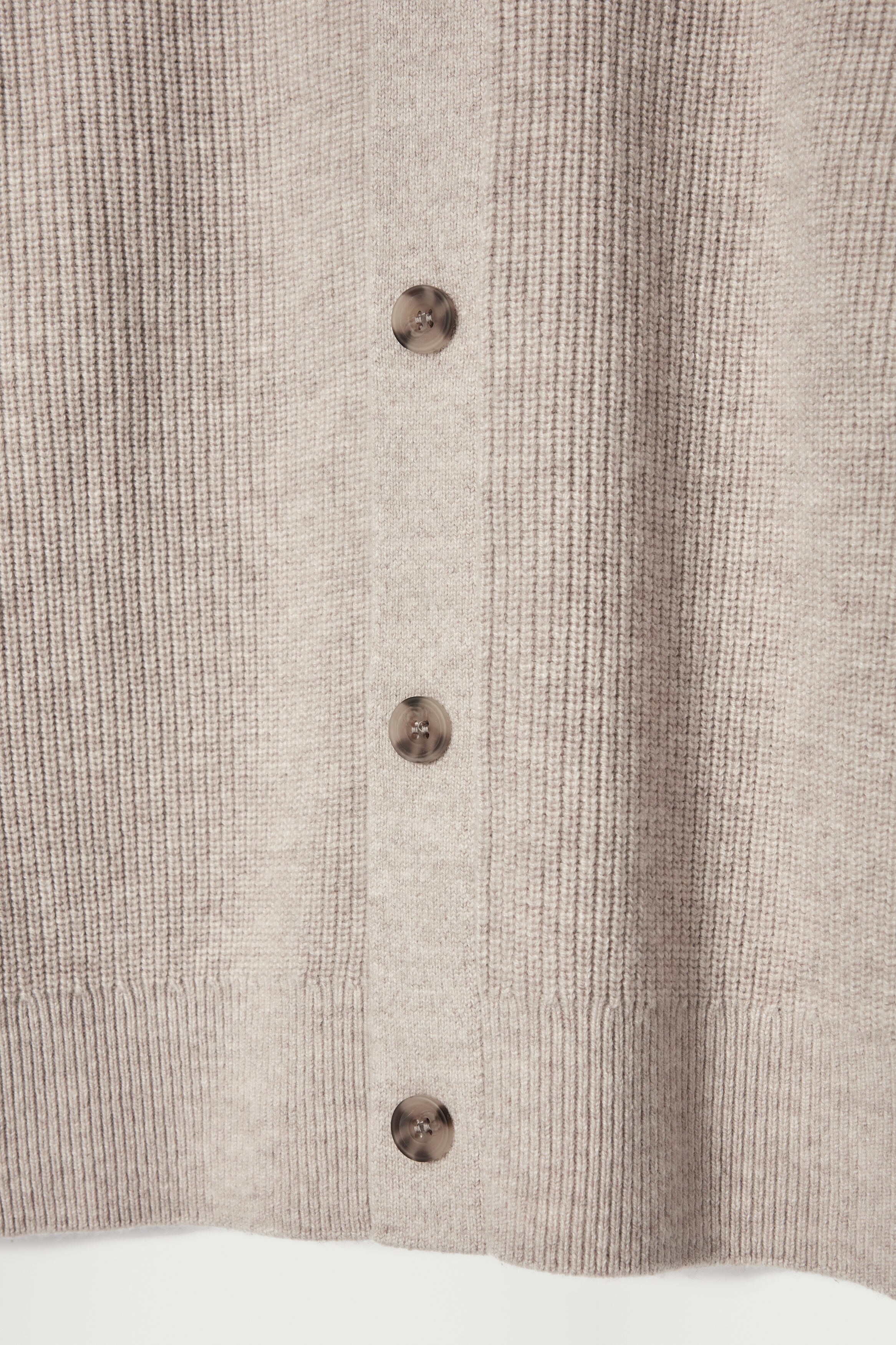 【COSYHARU】Cashmere ribbed cardigan COLLARED RIBBED WOOL-CASHMERE CARDIGAN - LIGHT BEIGE | COS