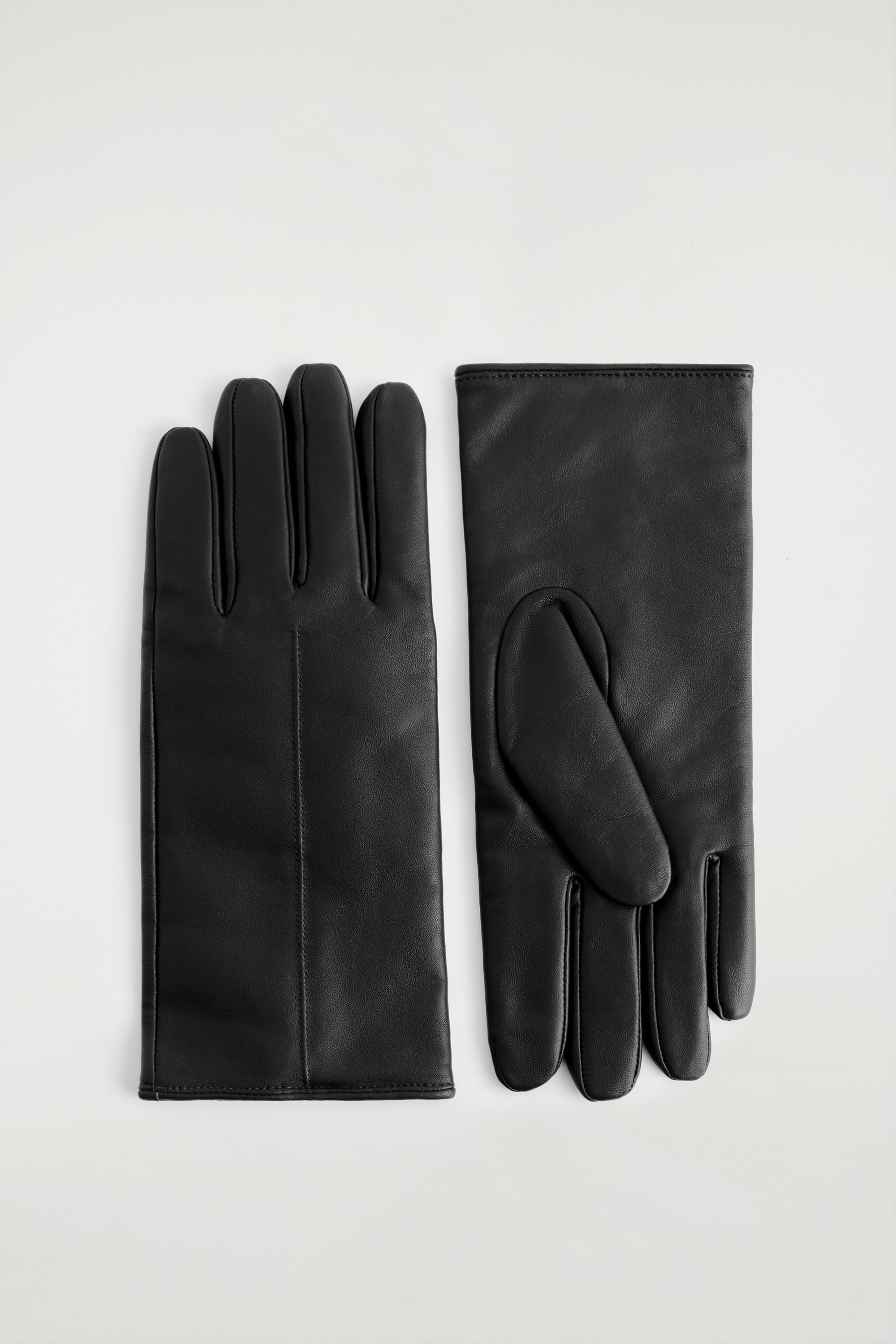 CASHMERE-LINED LEATHER GLOVES - BLACK/DARK BROWN