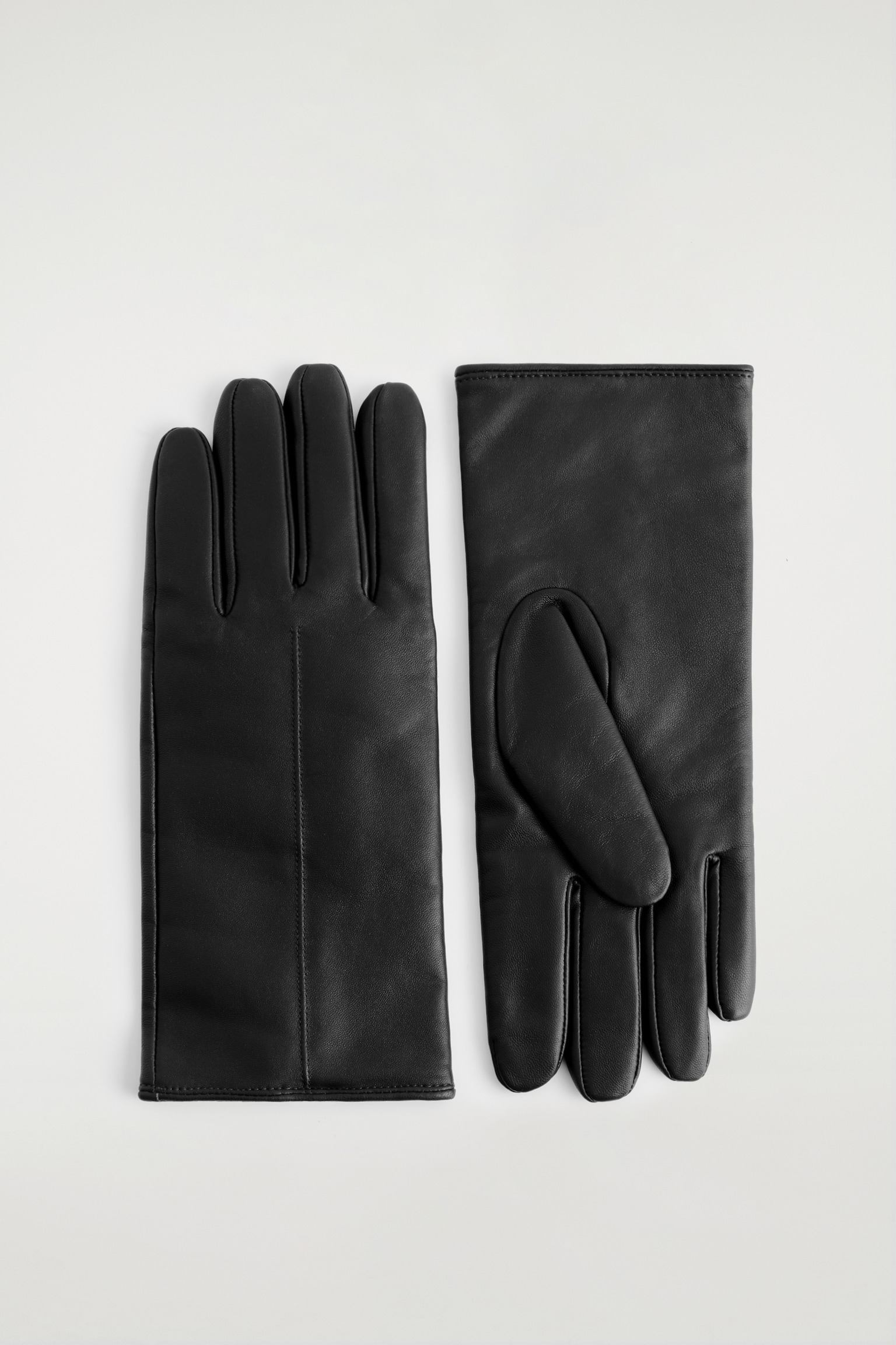 CASHMERE-LINED LEATHER GLOVES - BLACK/DARK BROWN - 2