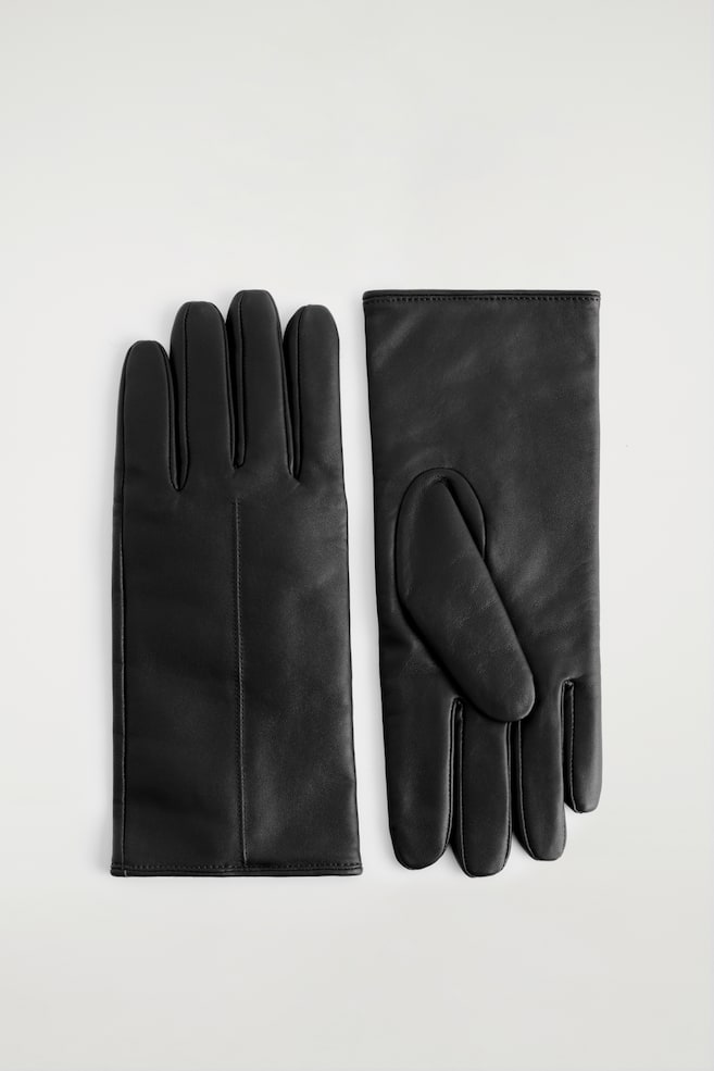 GANTS EN CUIR DOUBLÉS DE CACHEMIRE ET DE LAINE - NOIR - 1