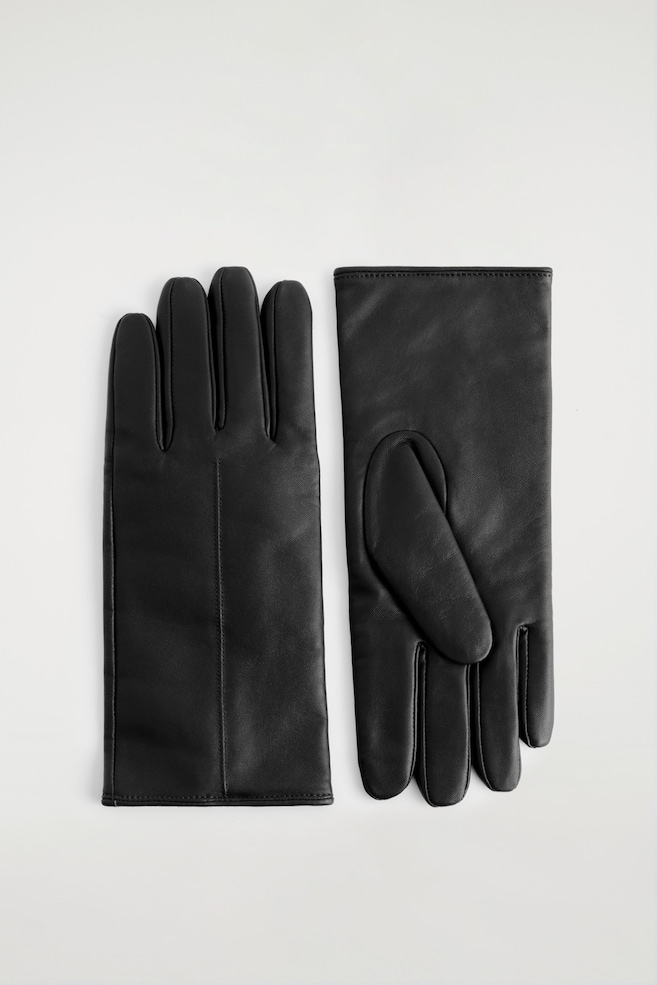 CASHMERE WOOL-LINED LEATHER GLOVES — BLACK