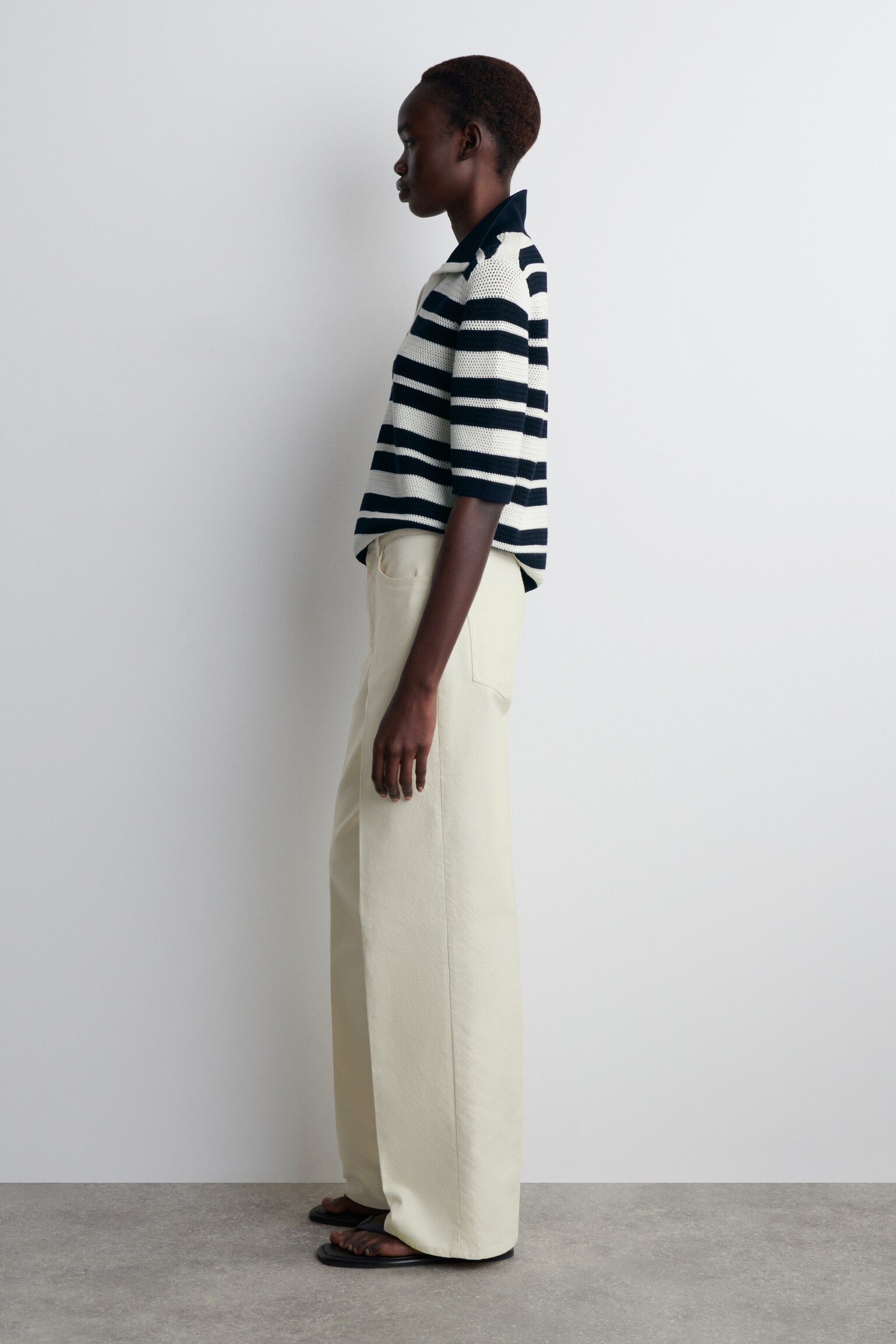 PANTALON DROIT EN TOILE DE COTON - CRAIE - 3