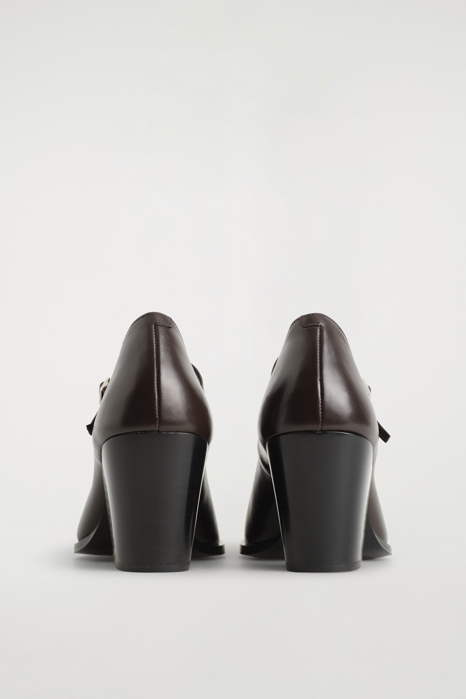 LEATHER HEELED MARY JANE SHOES - DARK BROWN/BLACK - 4