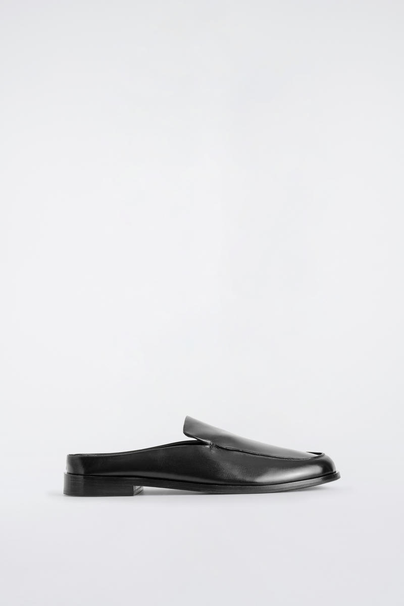 Cos Leather Mule Loafers In Black