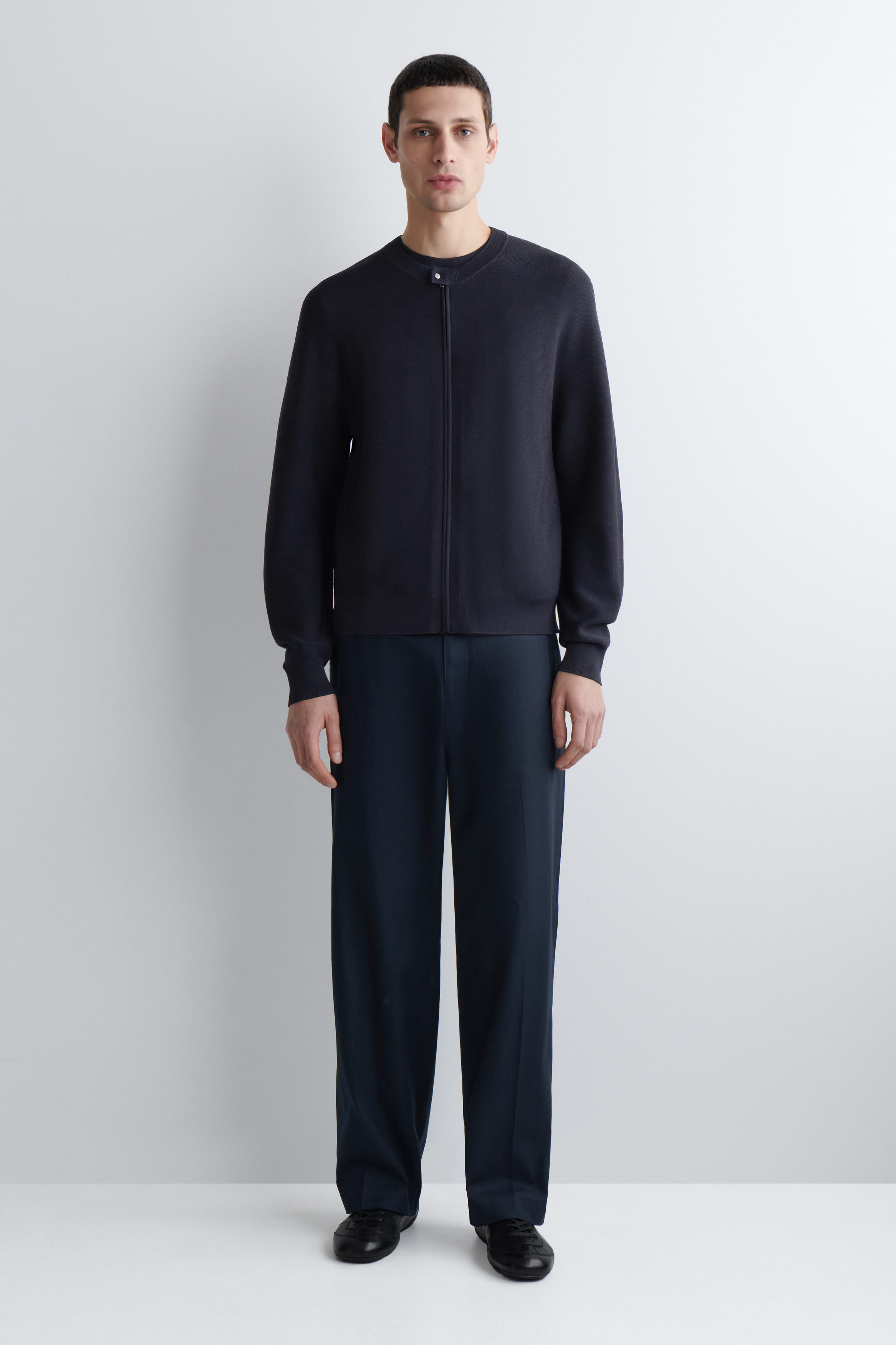 RACER-NECK KNITTED JACKET - NAVY | COS US