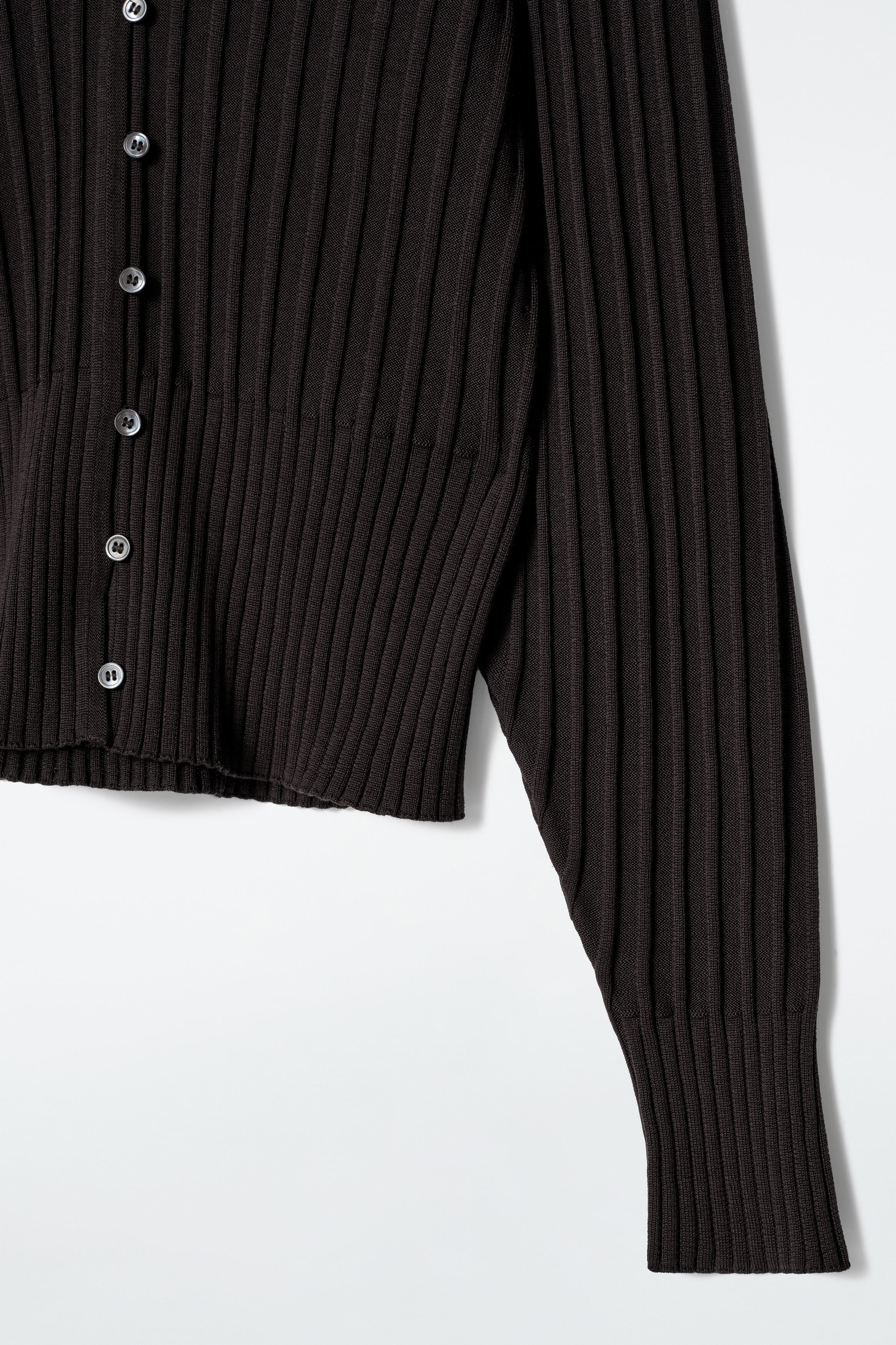 RIB-KNIT SILK CARDIGAN - CHOCOLATE | COS