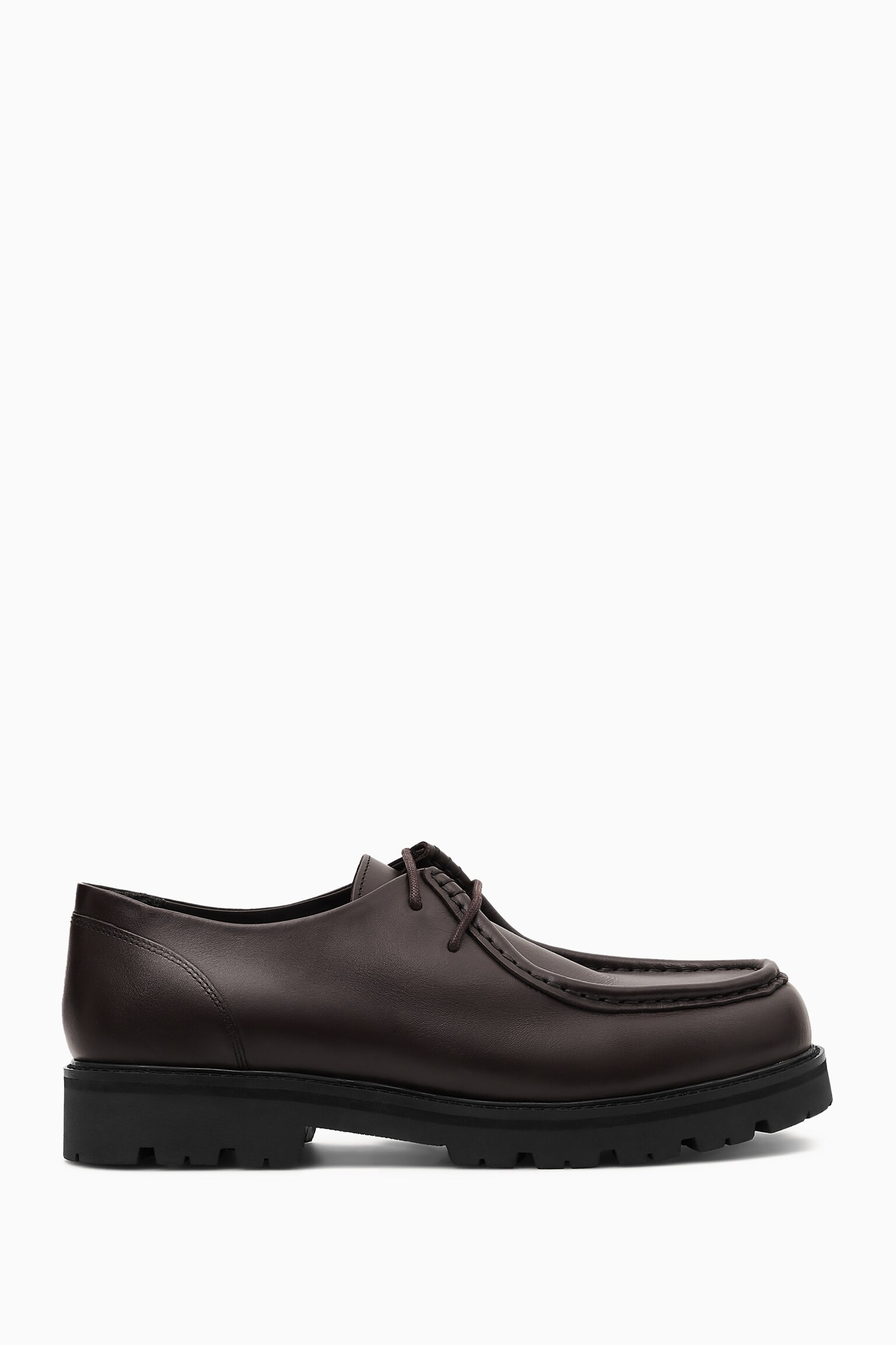 CHUNKY LEATHER CHUKKA SHOES - DARK BROWN