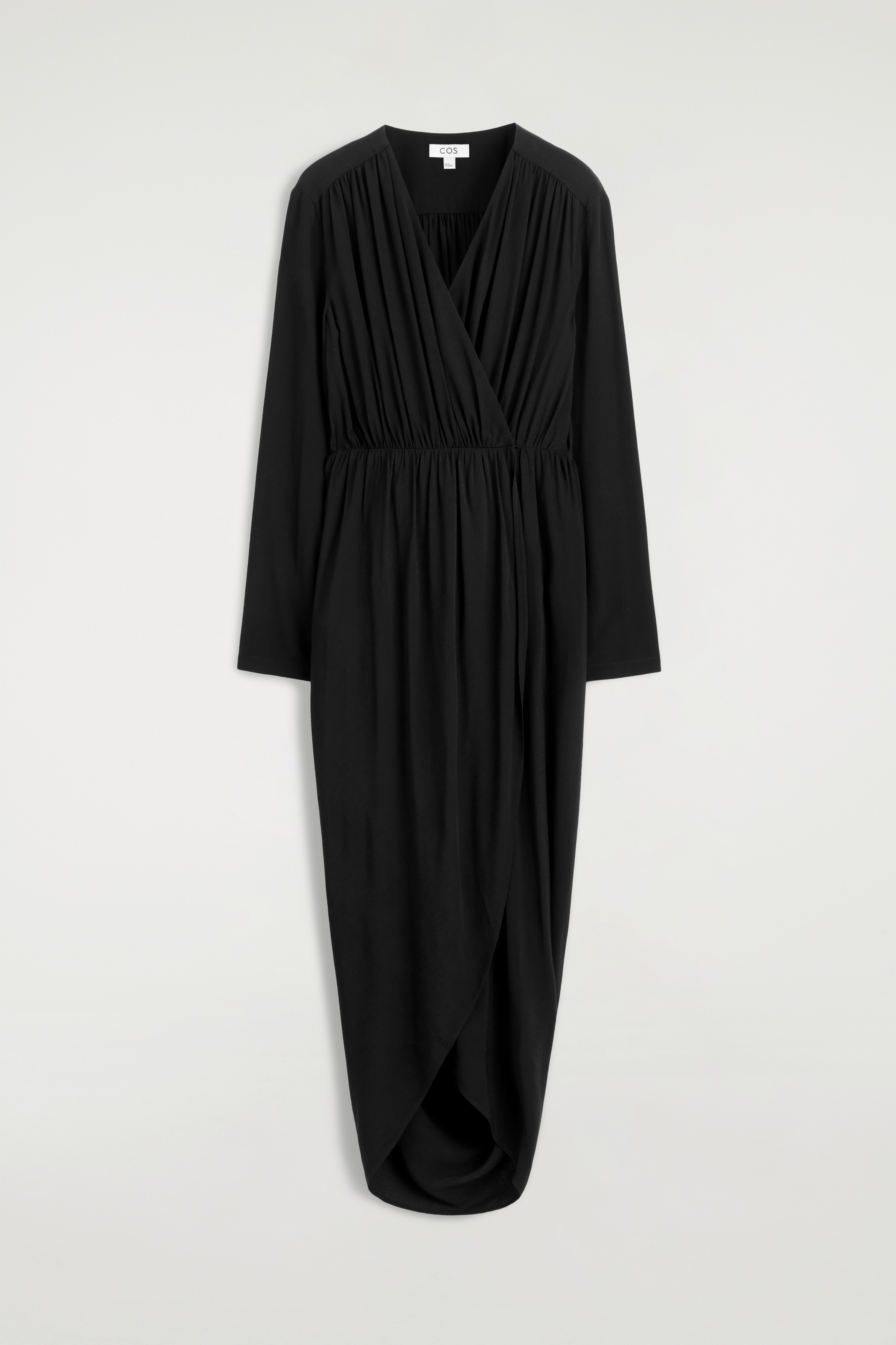 ROBE MIDI PORTEFEUILLE FRONCÉE - NOIR
