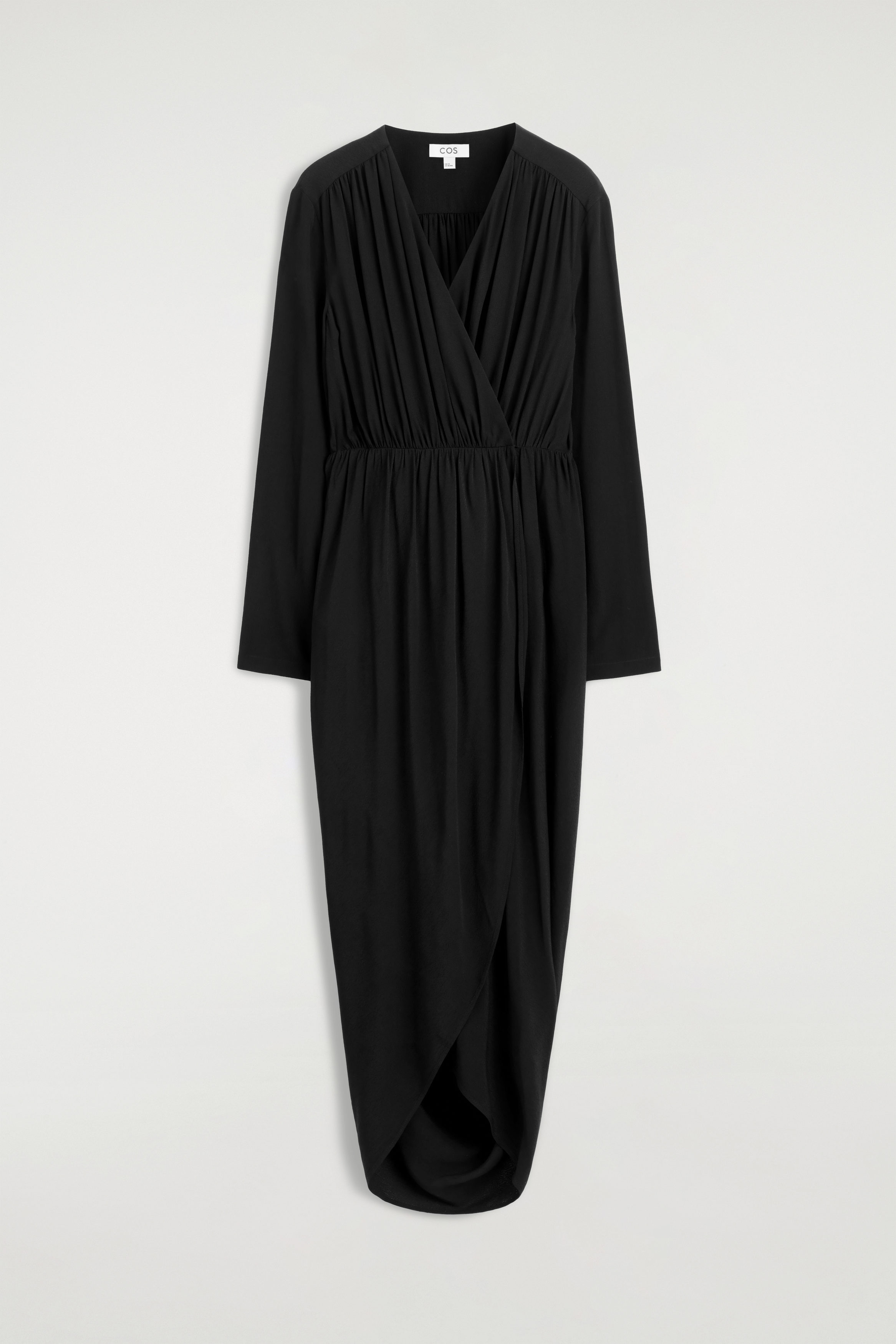 GATHERED MIDI WRAP DRESS - BLACK | COS US