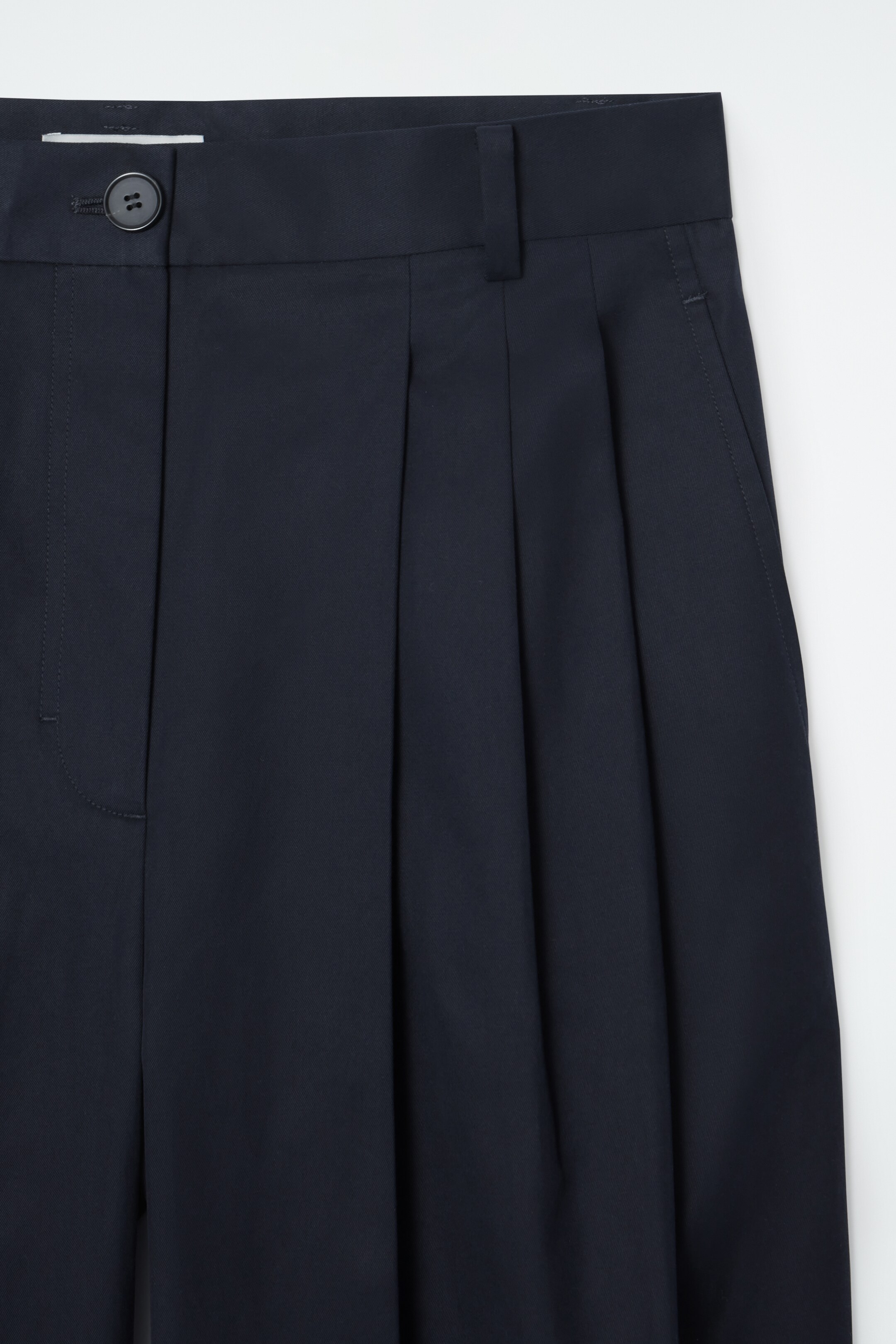 View larger image: PLEATED BARREL-LEG COTTON TROUSERS - NAVY - Ladies | H&M GB 2