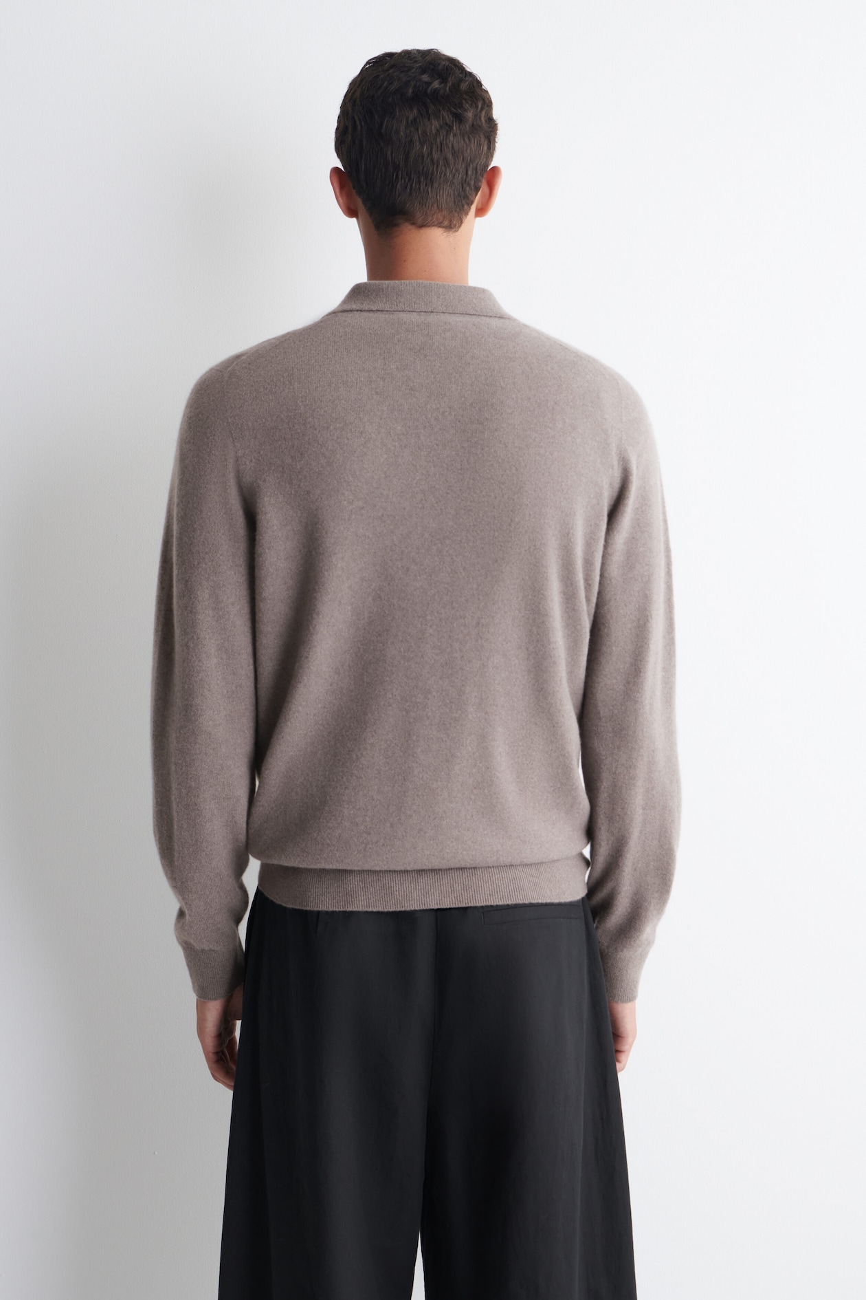 PURE CASHMERE POLO SWEATER — WASHED LILAC