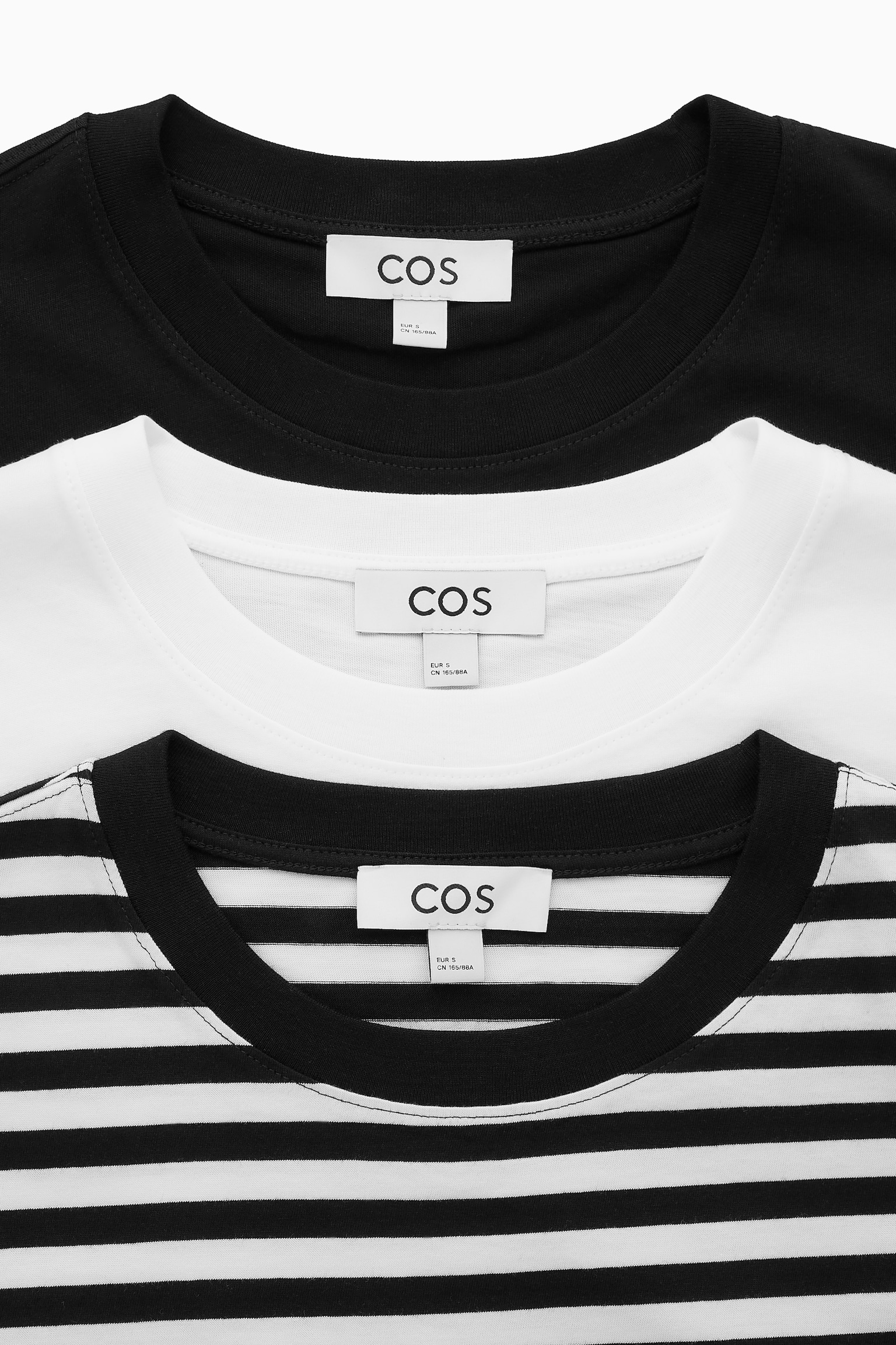 3-PACK 24/7 REGULAR T-SHIRTS - BLACK / WHITE / STRIPED - 4