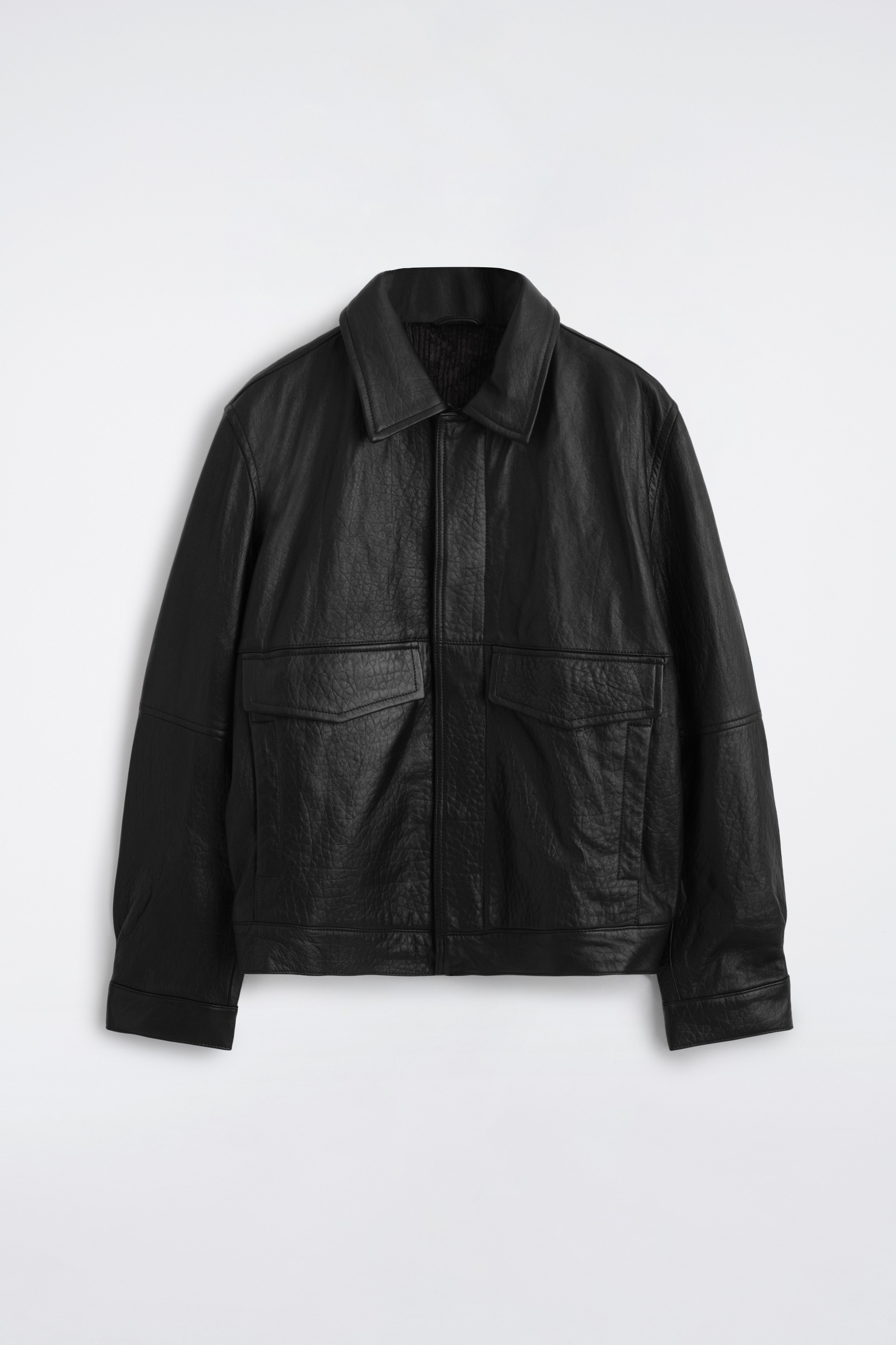 LEATHER FLIGHT JACKET - BLACK