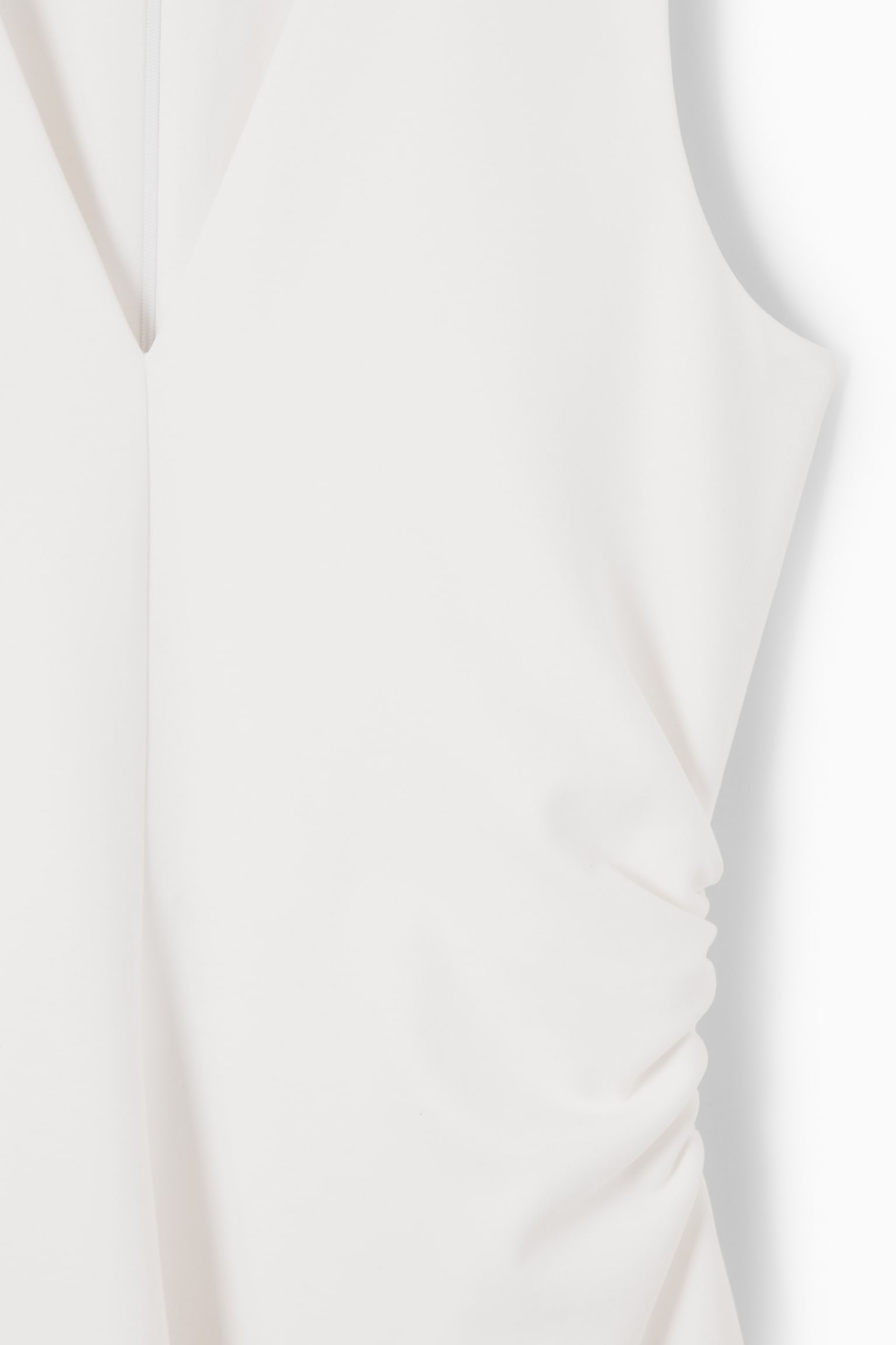 GATHERED ASYMMETRIC MIDI DRESS - WHITE/BLACK/LIGHT BLUE/RED - 3