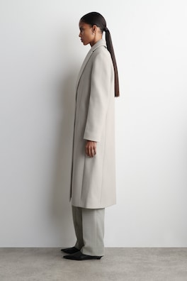 TAILORED WOOL-TWILL LONG COAT — LIGHT BEIGE 3