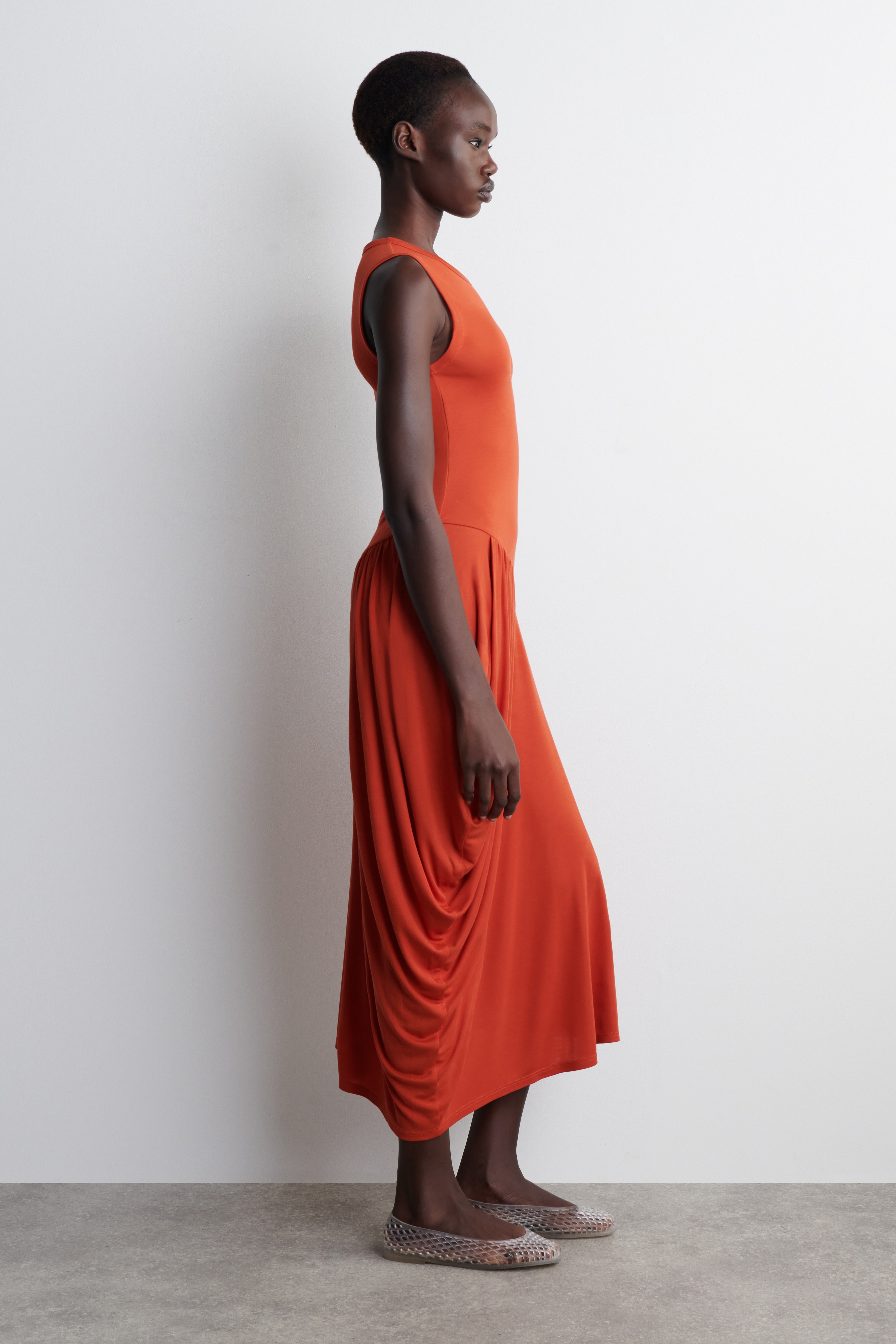 Vestidos Para Mujer Con Dobladillo En Capas Y Cinturón (naranja, M