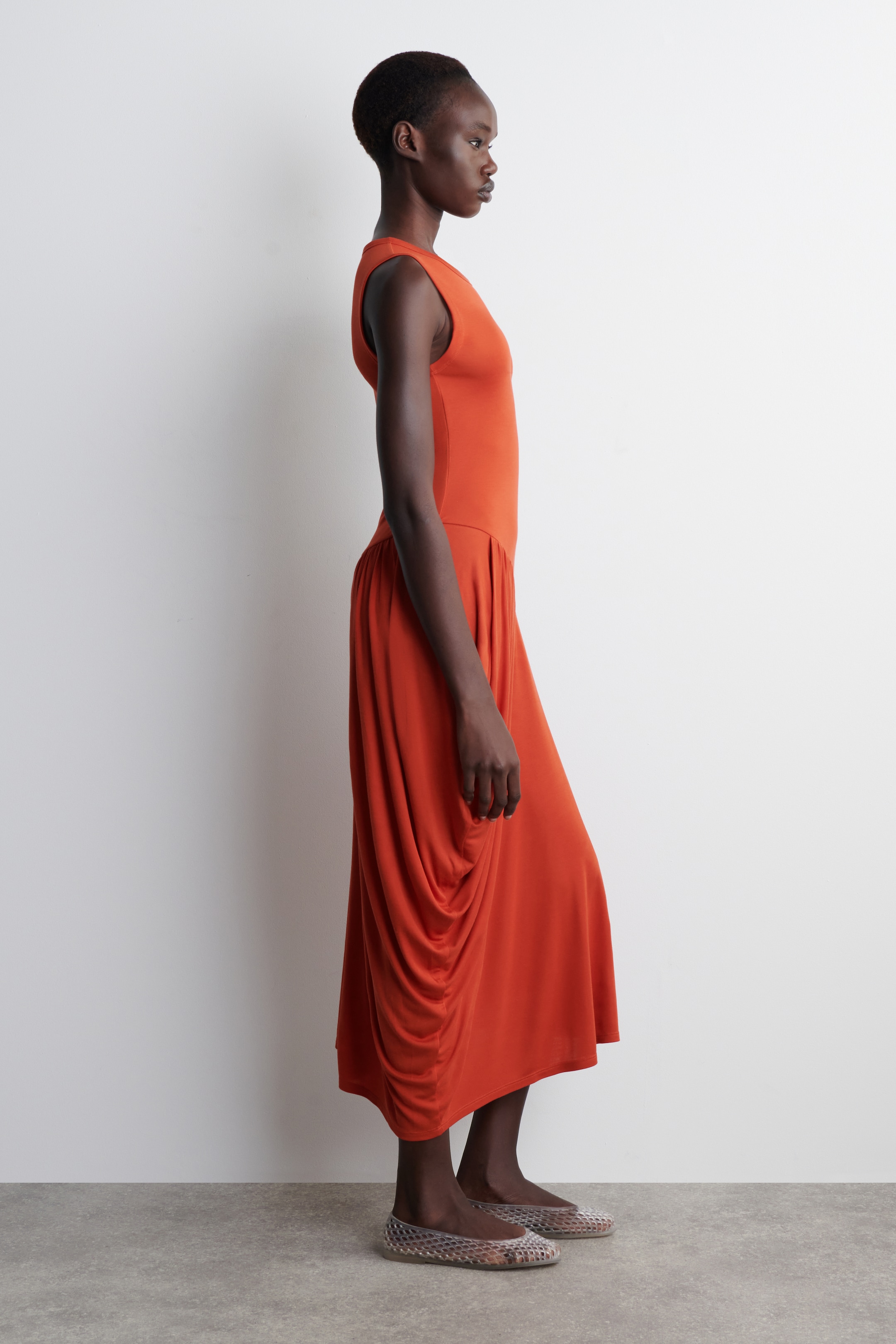View larger image: ASYMMETRIC DRAPED MIDI DRESS - DARK ORANGE - Ladies | H&M GB 2