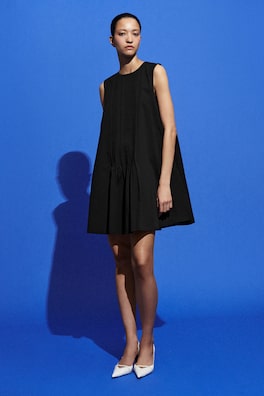 LAYERED PINTUCKED MINI DRESS — NAVY 6