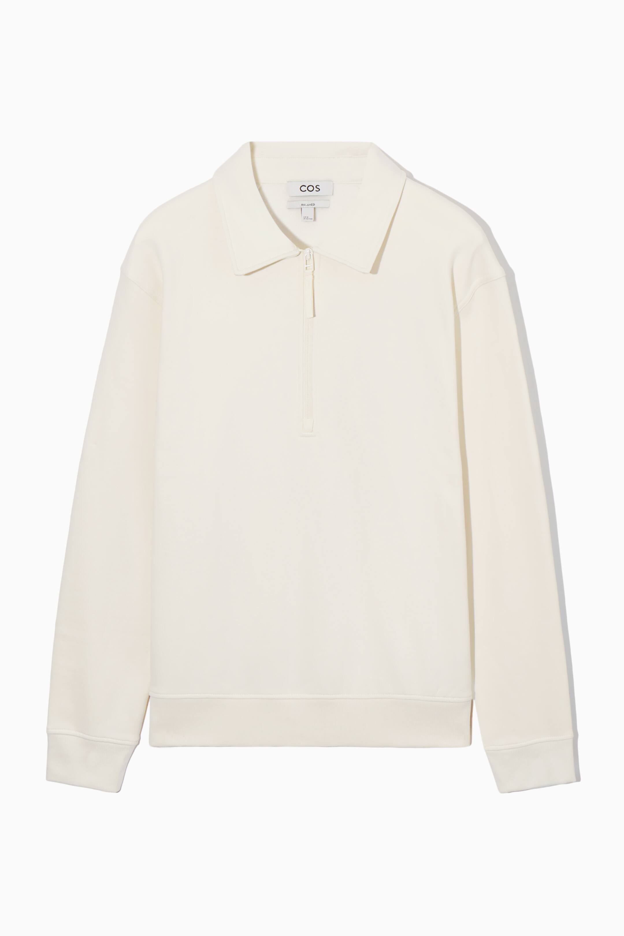 Se større billede: COLLARED HALF-ZIP SWEATSHIRT - CREAM - HERRE | H&M DK 1