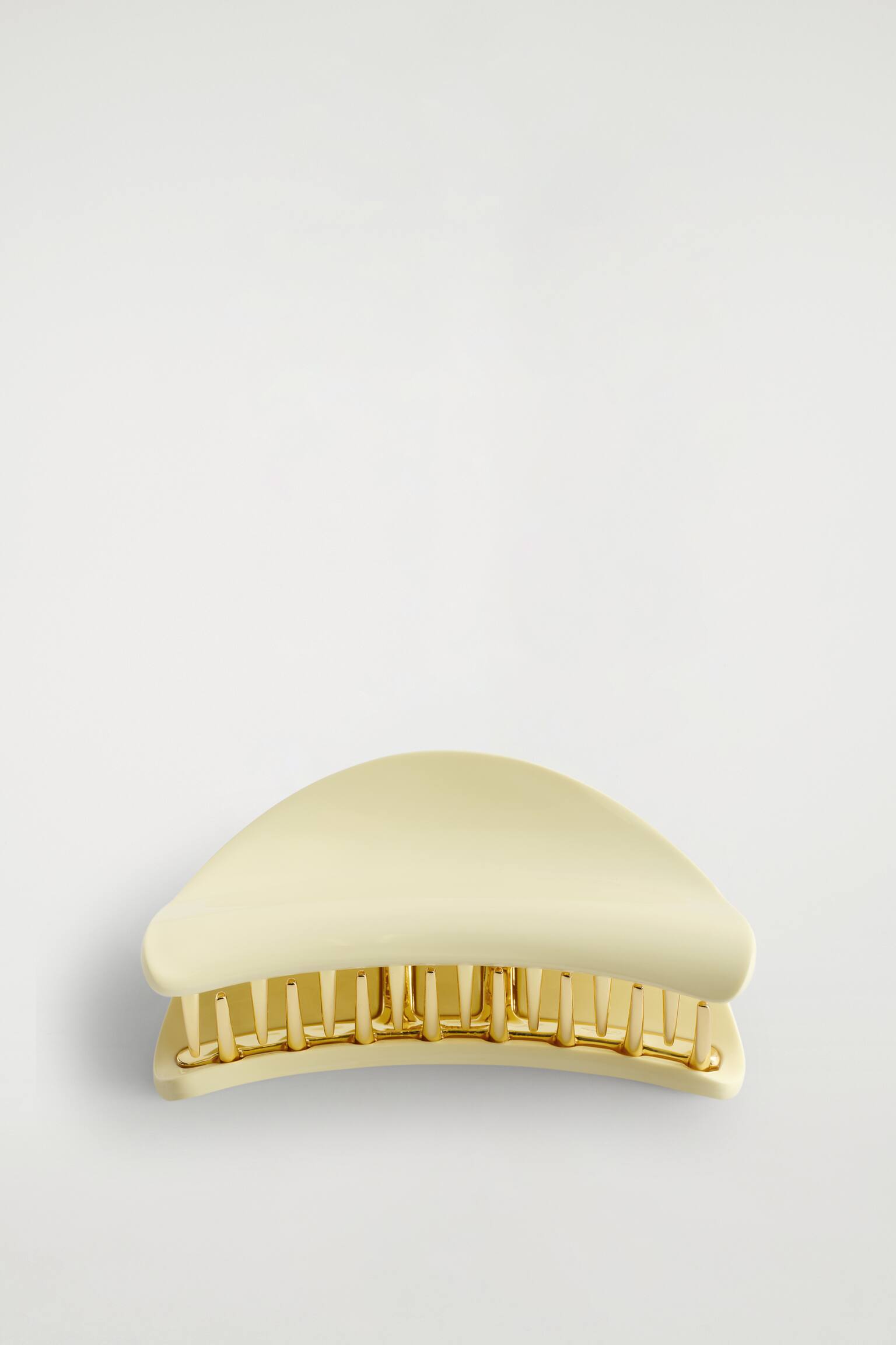 FERMAGLIO PER CAPELLI A PINZA DALLA LINEA CURVA - GIALLO BURRO/MARRONE / TARTARUGA - 2