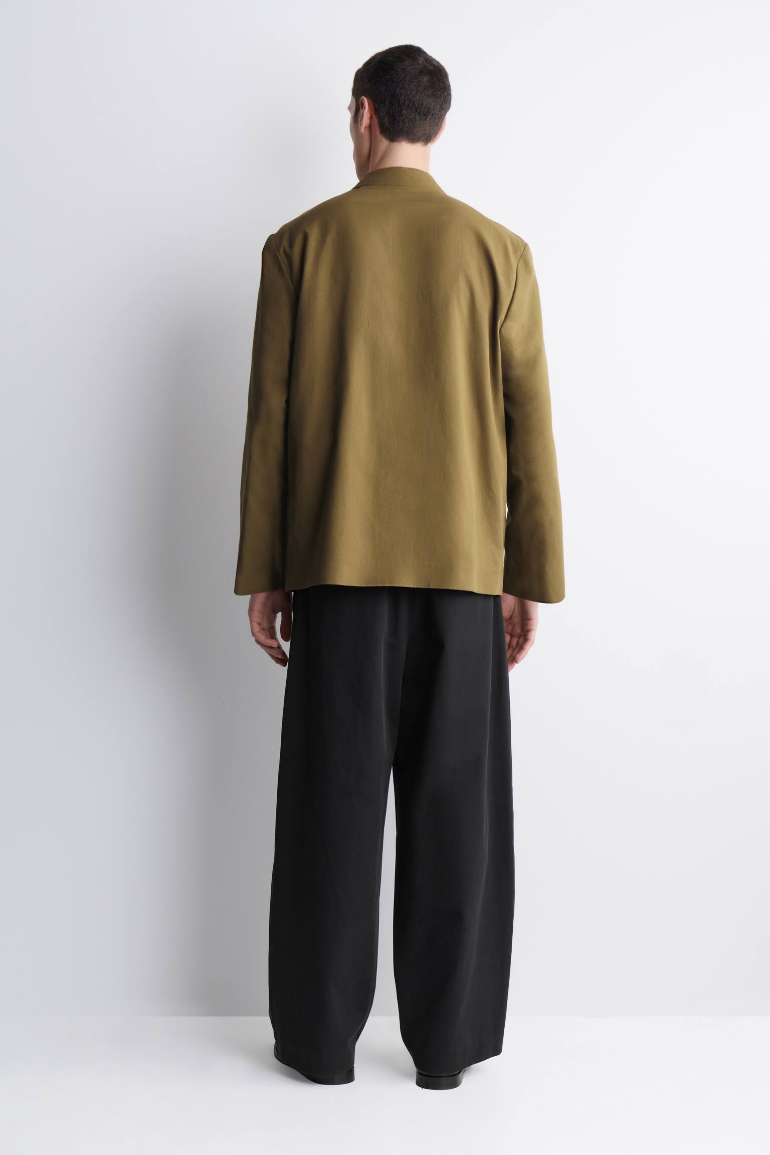 UNSTRUCTURED COTTON BLAZER - ירוק זית - 3