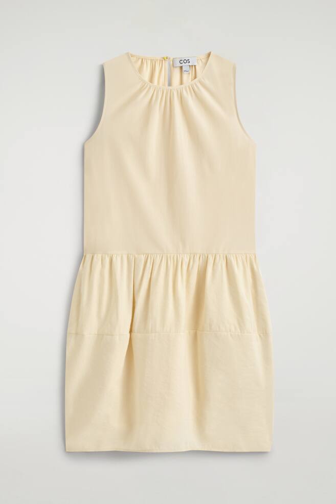 Mini-jurk met inzetstukken - Botergeel/MARINEBLAUW - 1